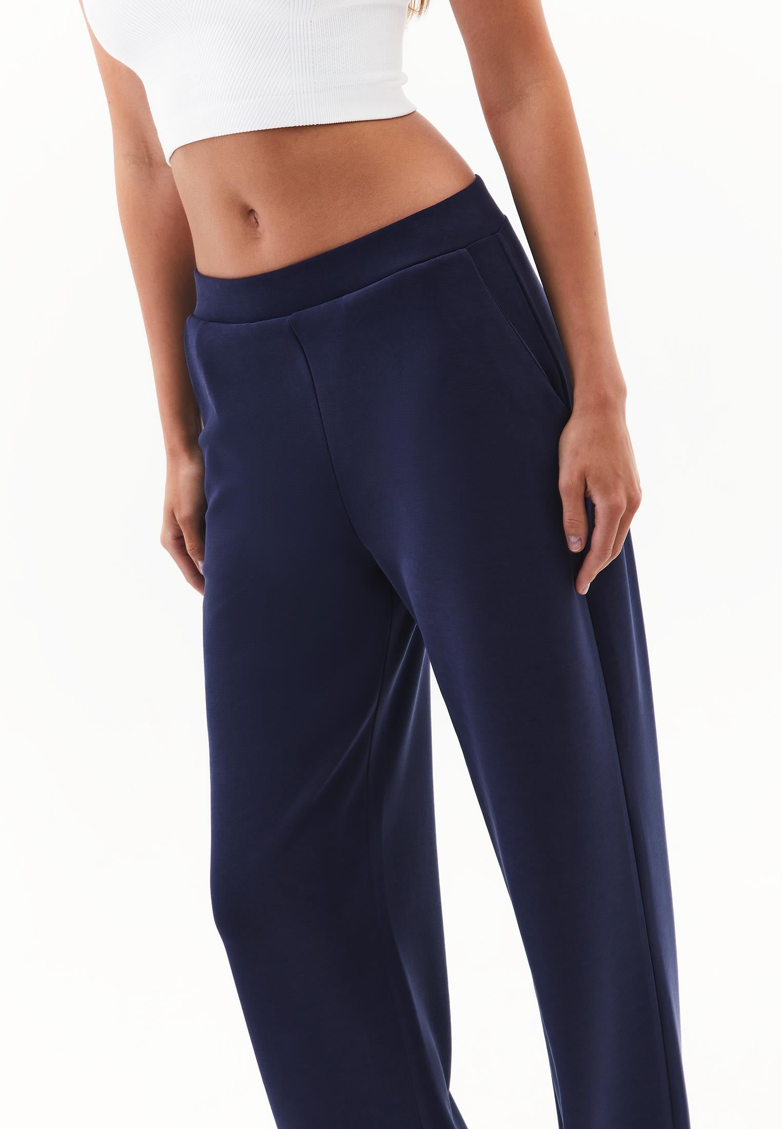 High Waist Standard Straight Leg Pants - MIDNIGHT