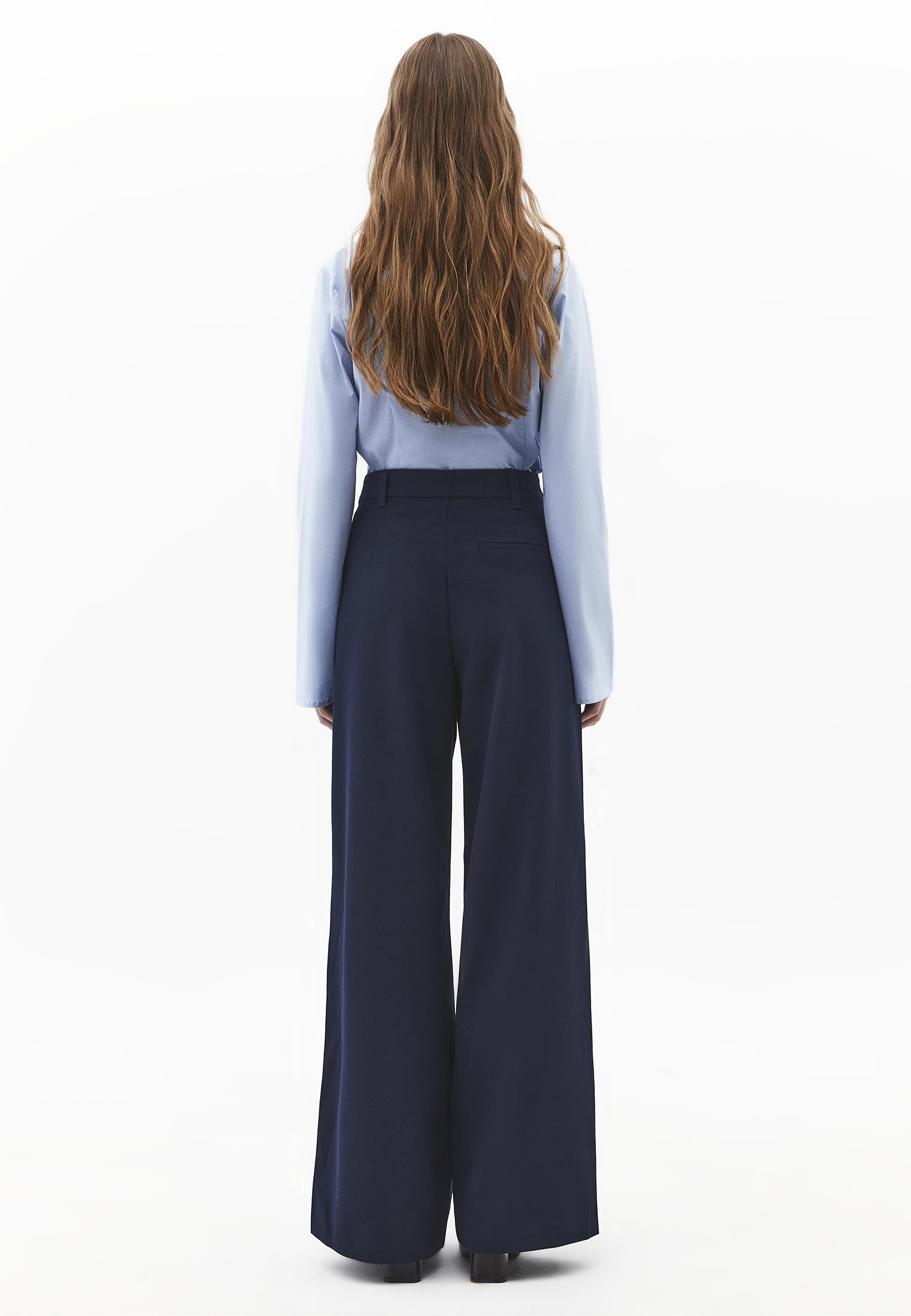Pleated Standard Wide Leg Pants - MIDNIGHT