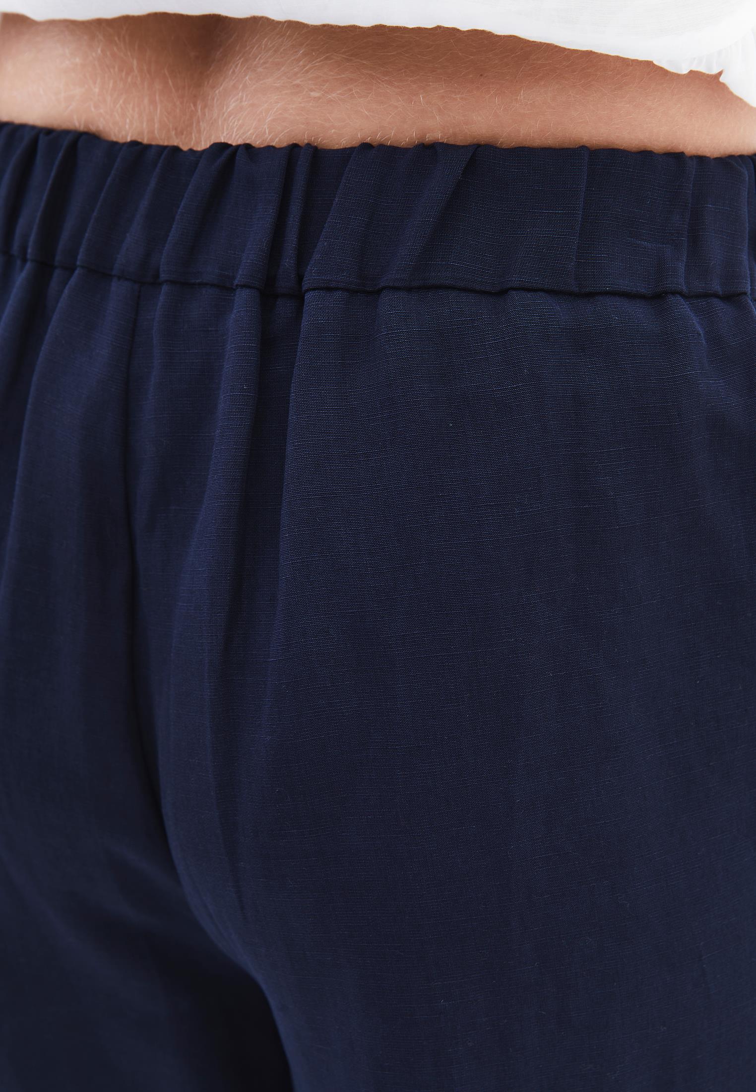Pleated Ultra High Waist Cropped Culotte Trousers - MIDNIGHT