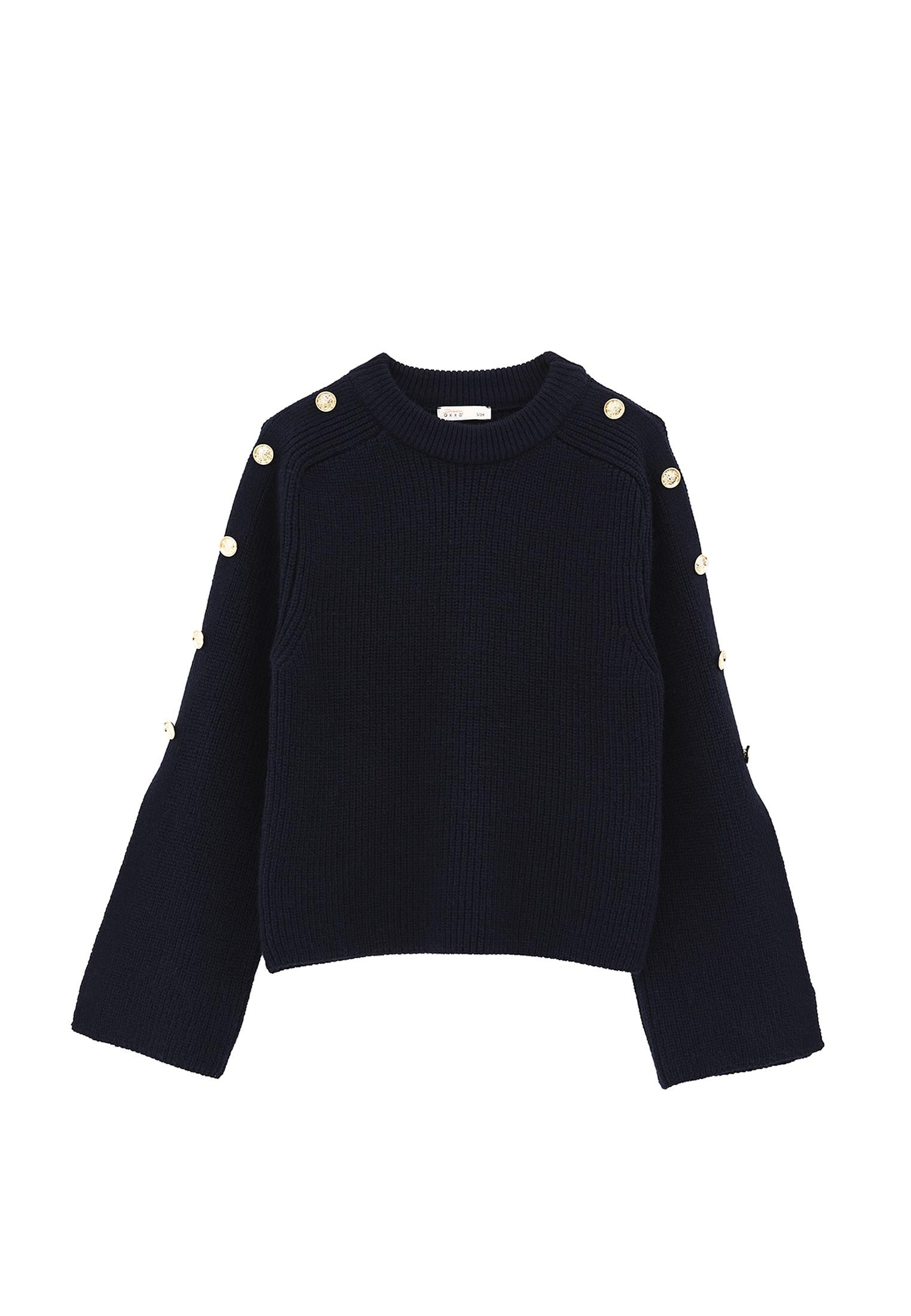Sweater With Button Details - MIDNIGHT