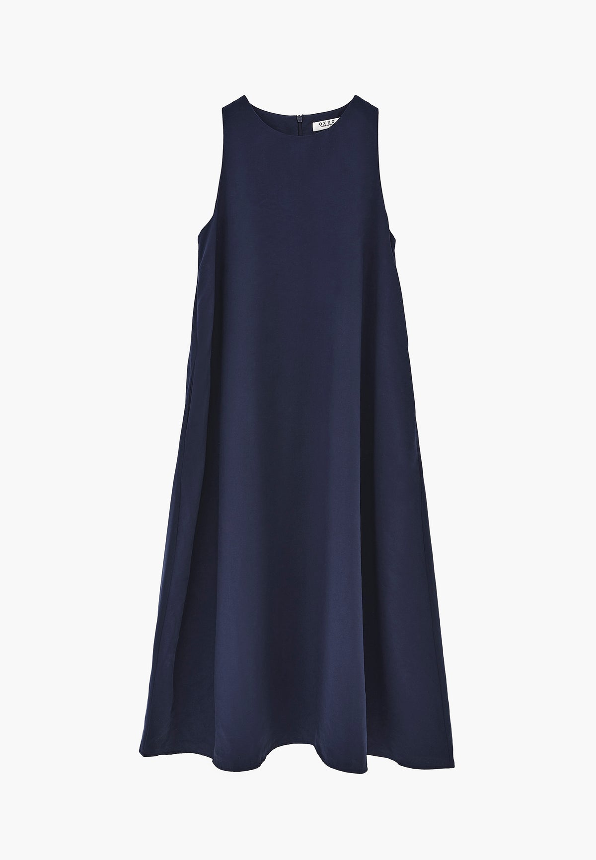 Boat Neck Sleeveless Midi Dress With Pocket Details - MIDNIGHT