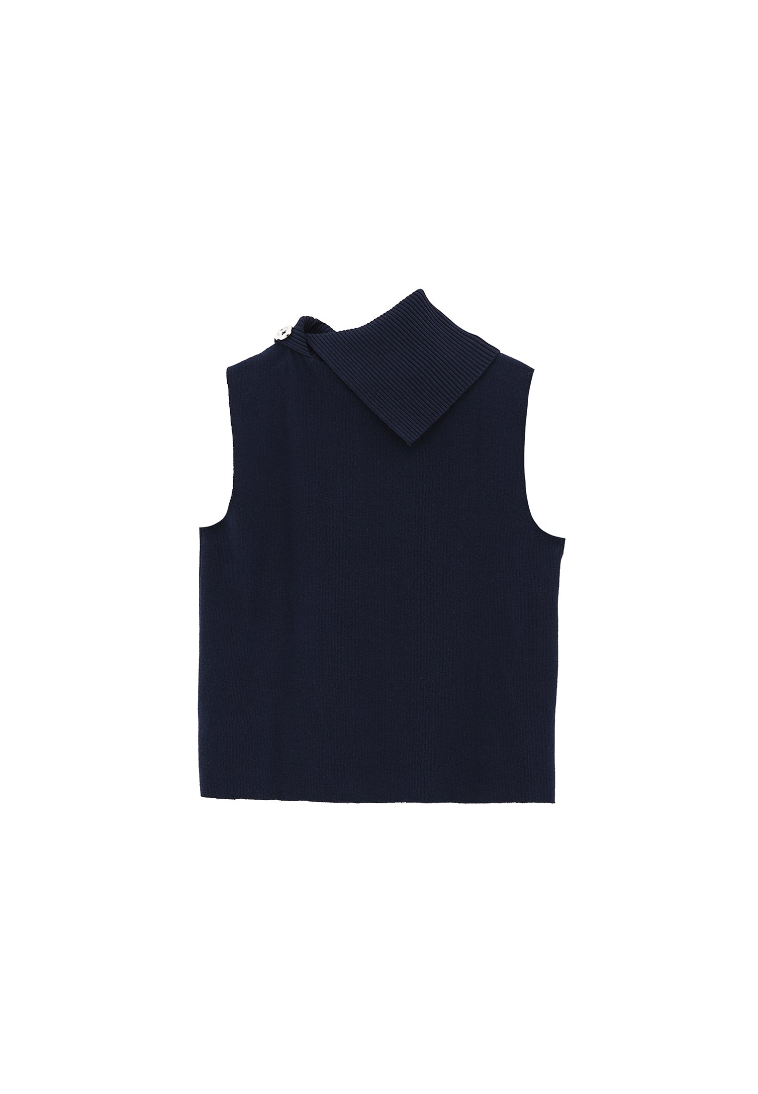 Vest With High Collar And Button Details - MIDNIGHT