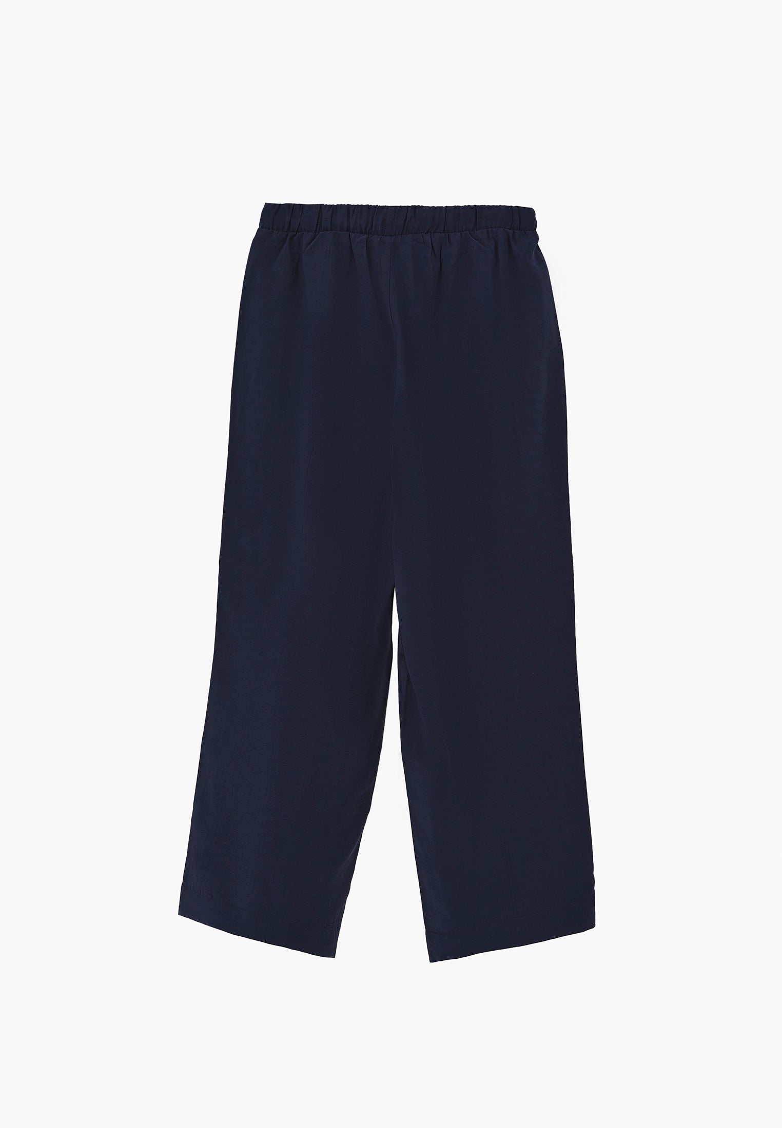 High Waist Straight Leg Elastic Waistband Tie Women's Pants - MIDNIGHT