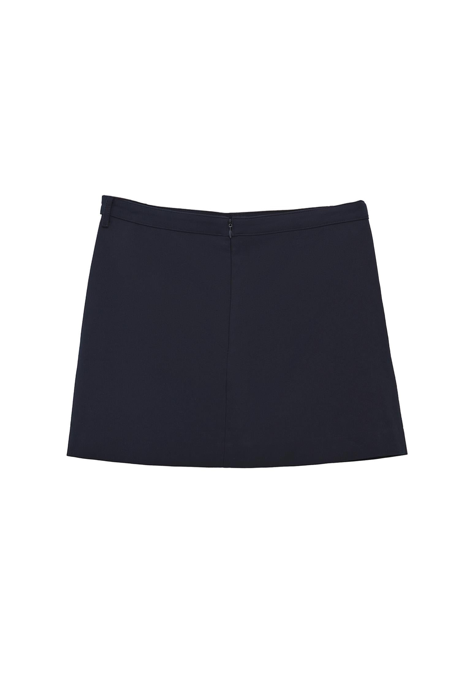 Belted Viscose Mini Skirt - MIDNIGHT