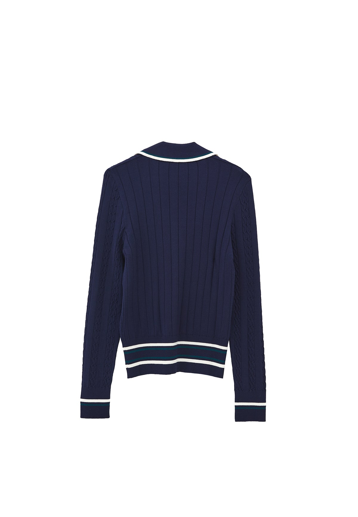 Polo Neck V Neck Sweater - MIDNIGHT