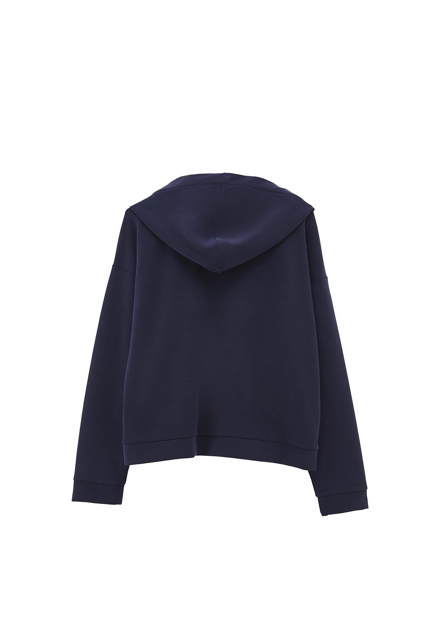 Hoodie With Pockets And Zipper Detail Sweatshirt - MIDNIGHT