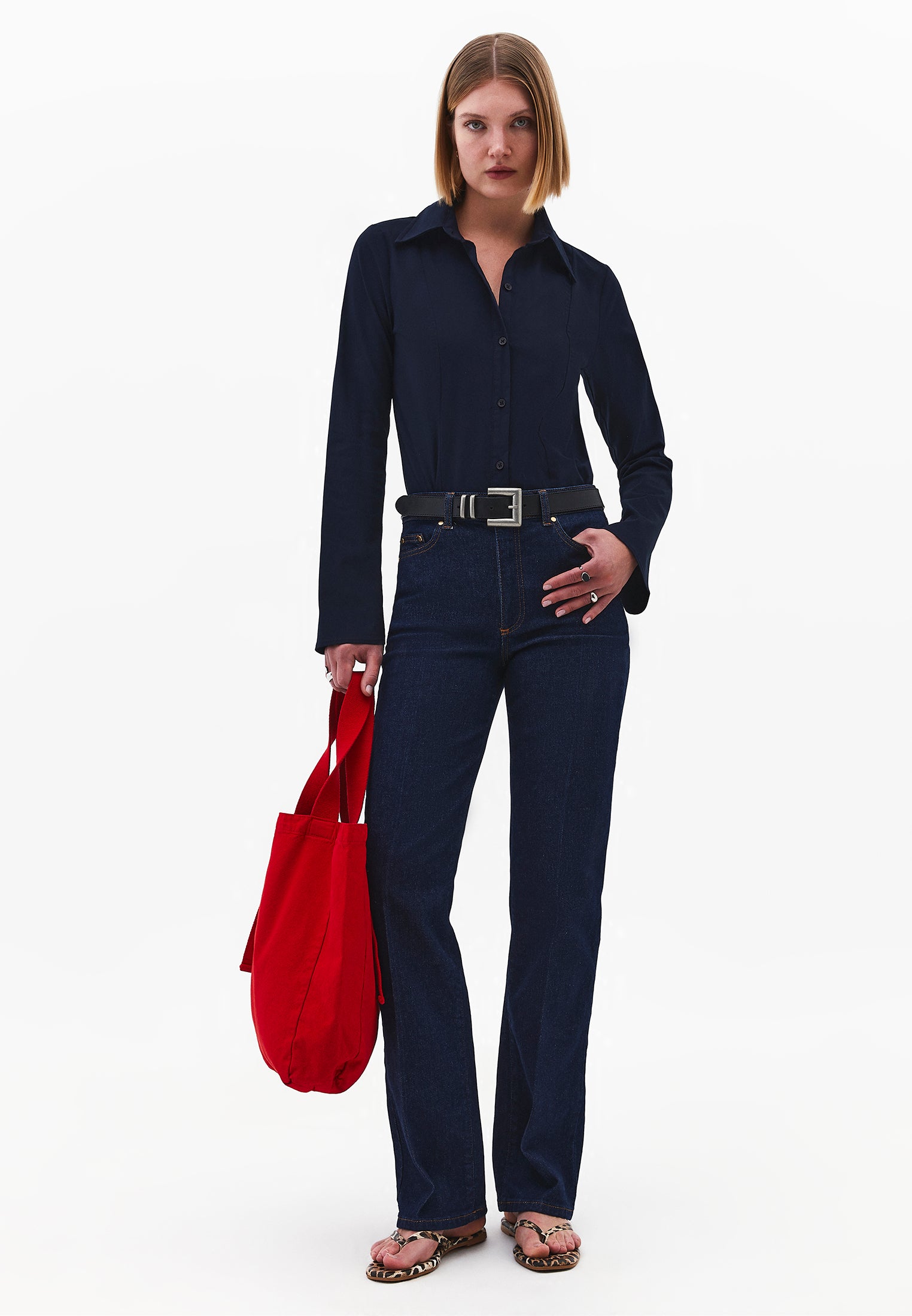 Straight Pants - MID BLUE DENIM