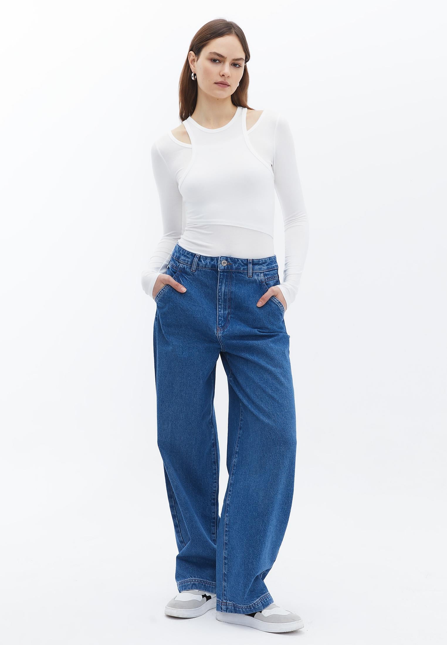 Skater Pants - MID BLUE DENIM