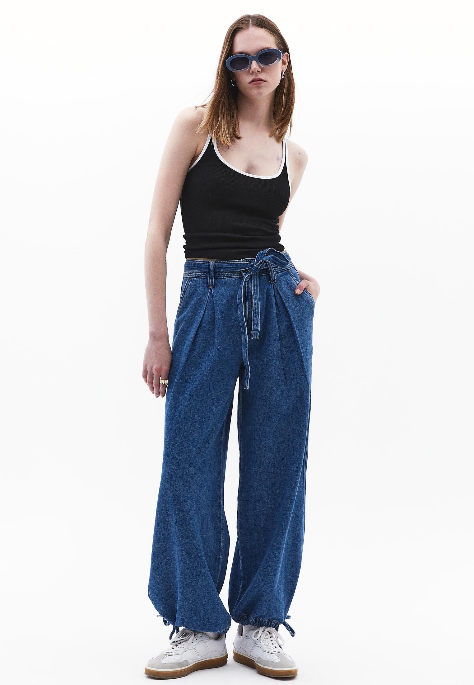 Balloon Pants - MID BLUE DENIM