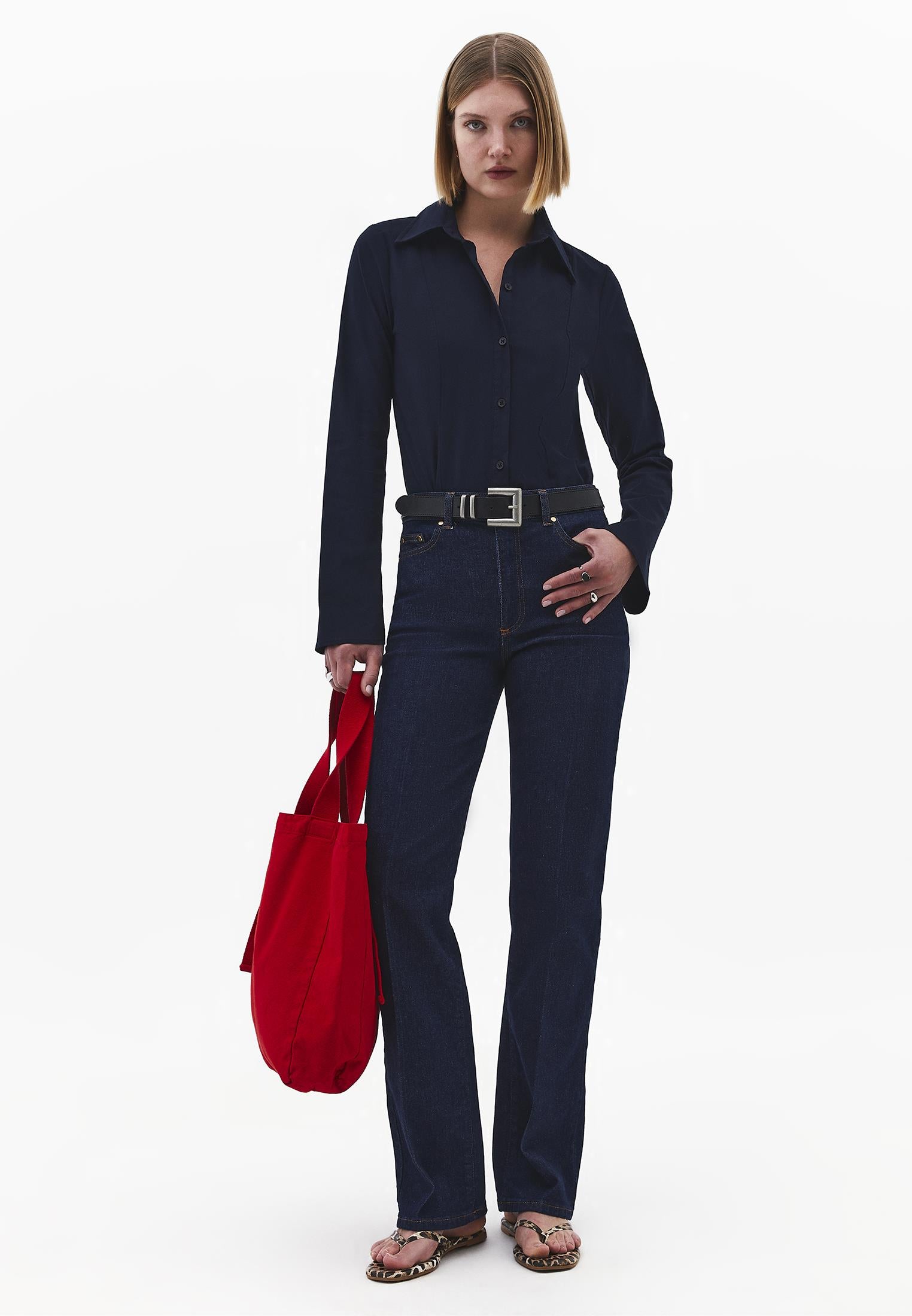 Straight Pants - MID BLUE DENIM