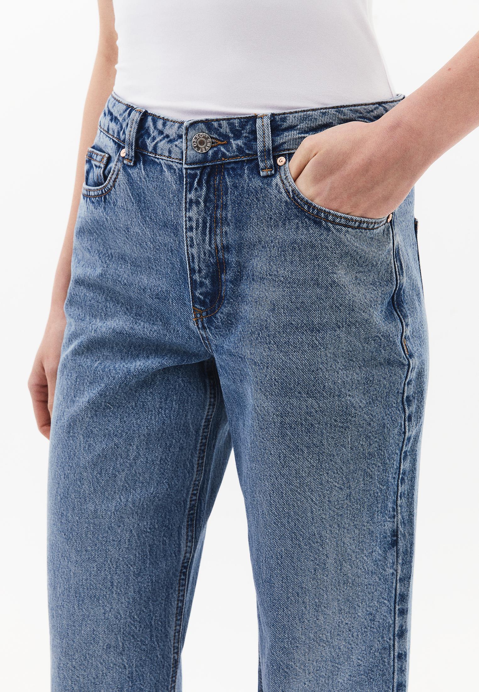 Straight Leg Denim Pants - MID BLUE DENIM