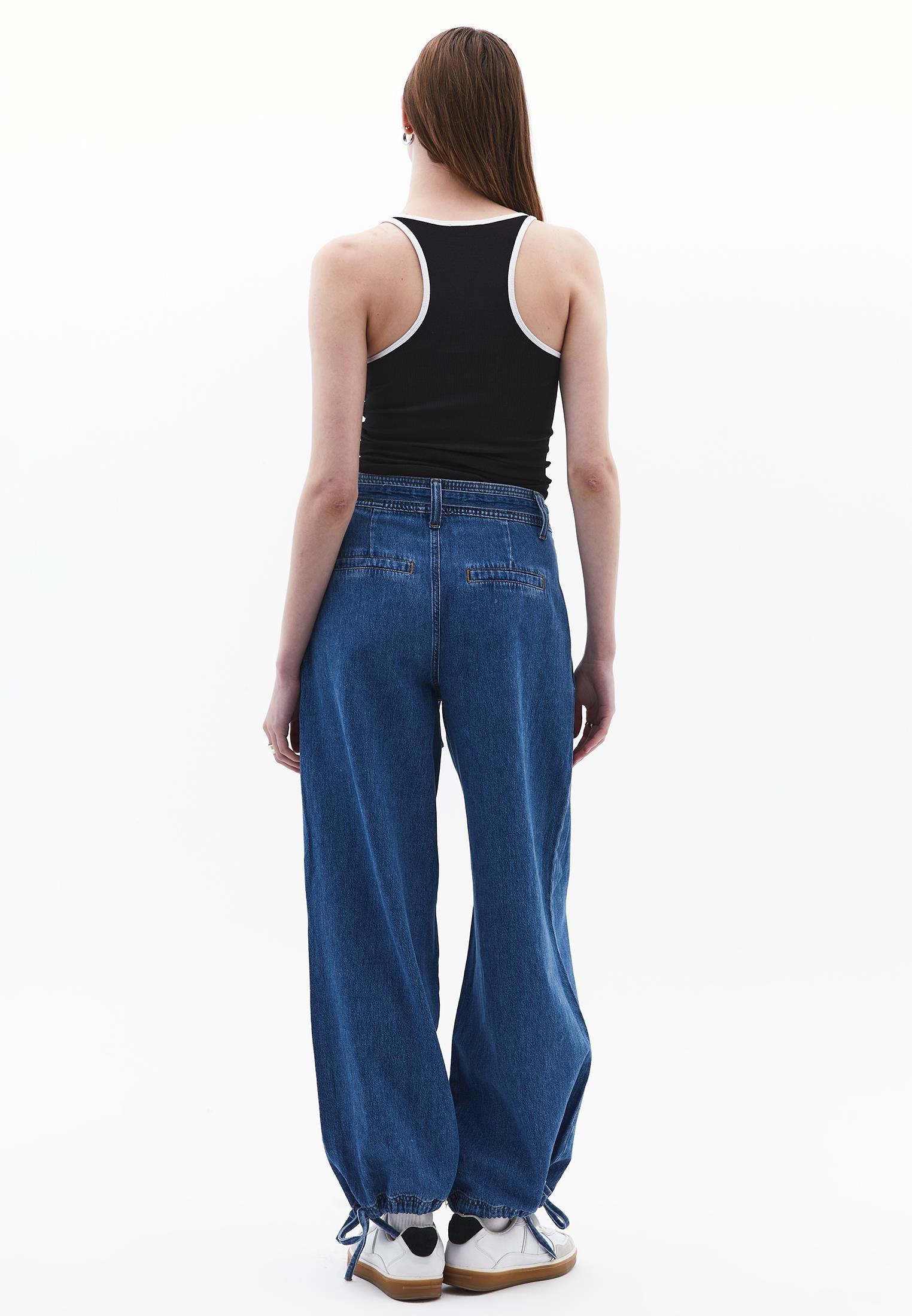 Balloon Pants - MID BLUE DENIM