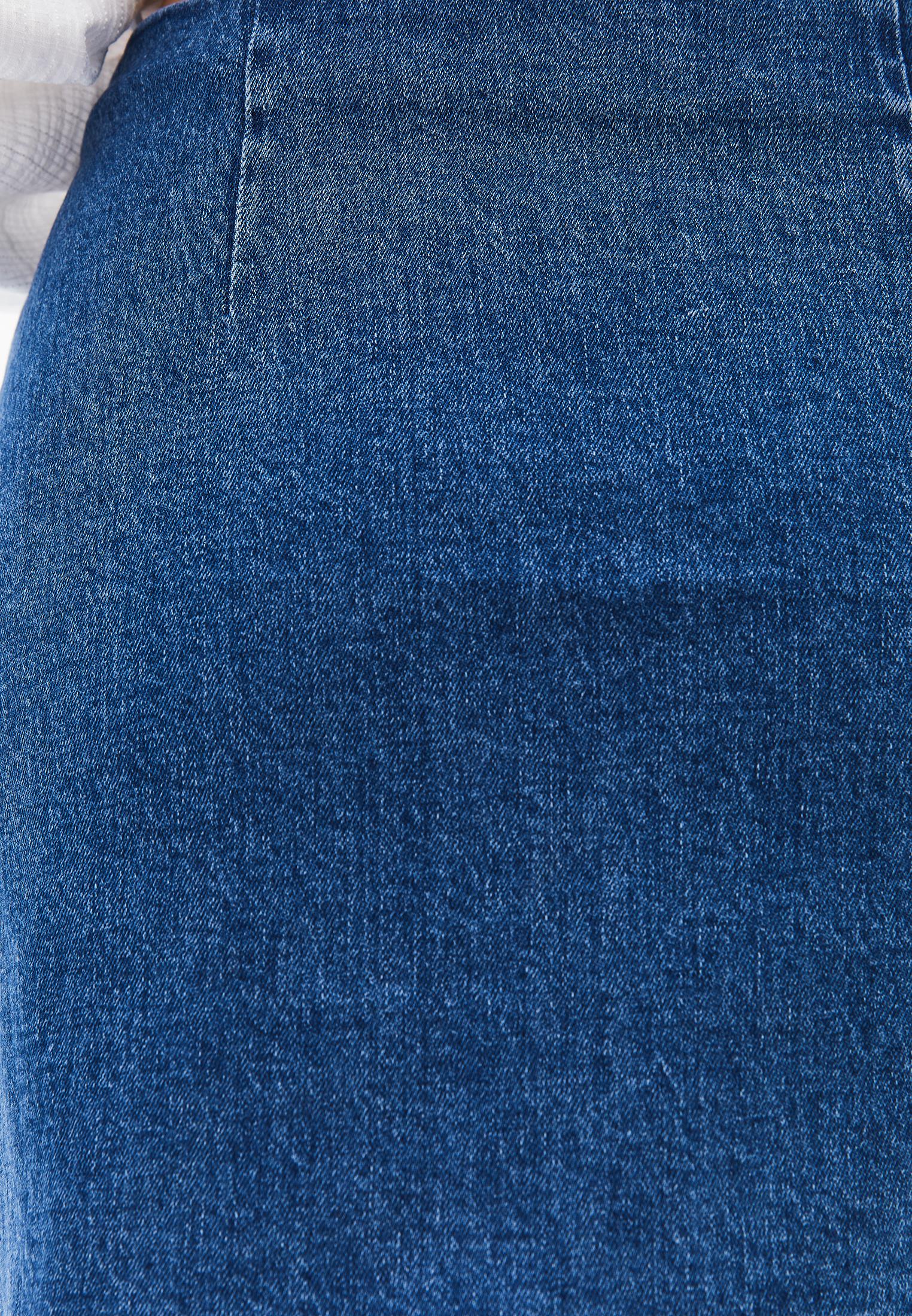 Short Skirt With Slit - MID BLUE DENIM