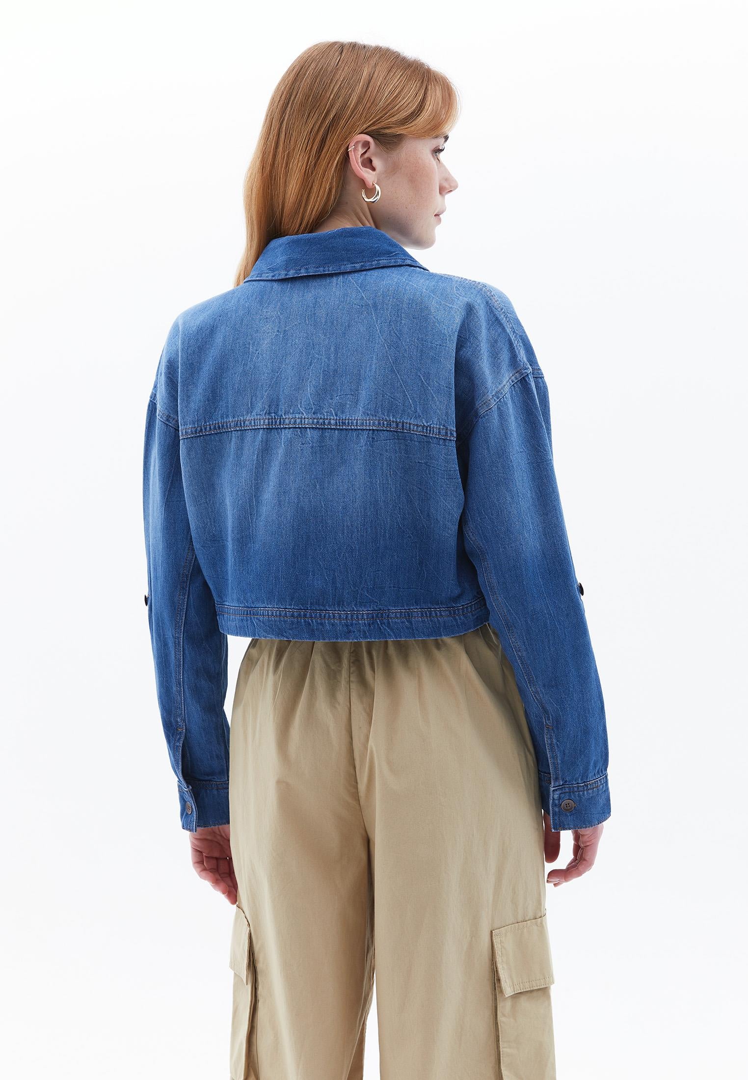 Cotton Shirt With Pockets - MID BLUE DENIM