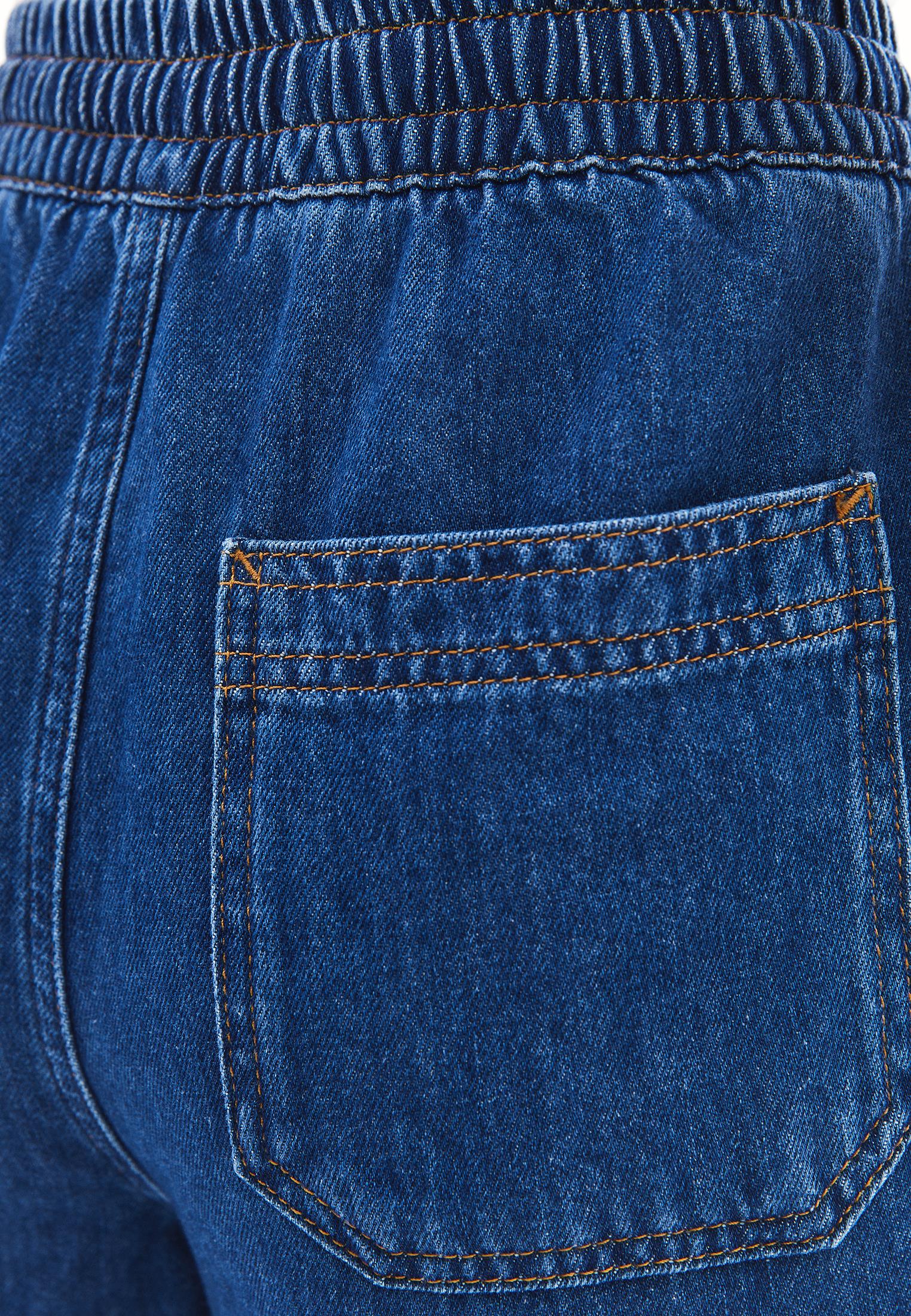 Elasticated High Waist Wide Leg Jeans - MID BLUE DENIM