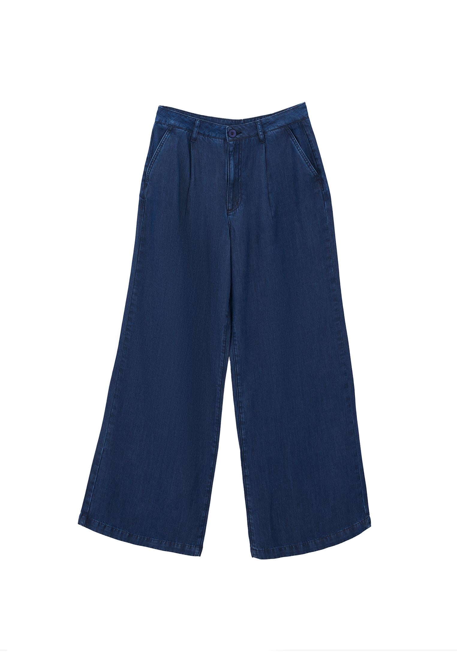 Lyocell Fabric Trousers - MID BLUE DENIM