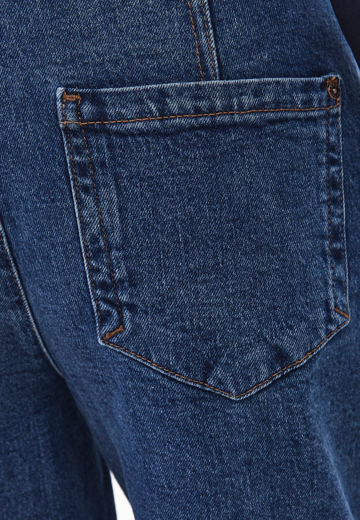 Barrel Leg High Waist Trousers - MID BLUE DENIM