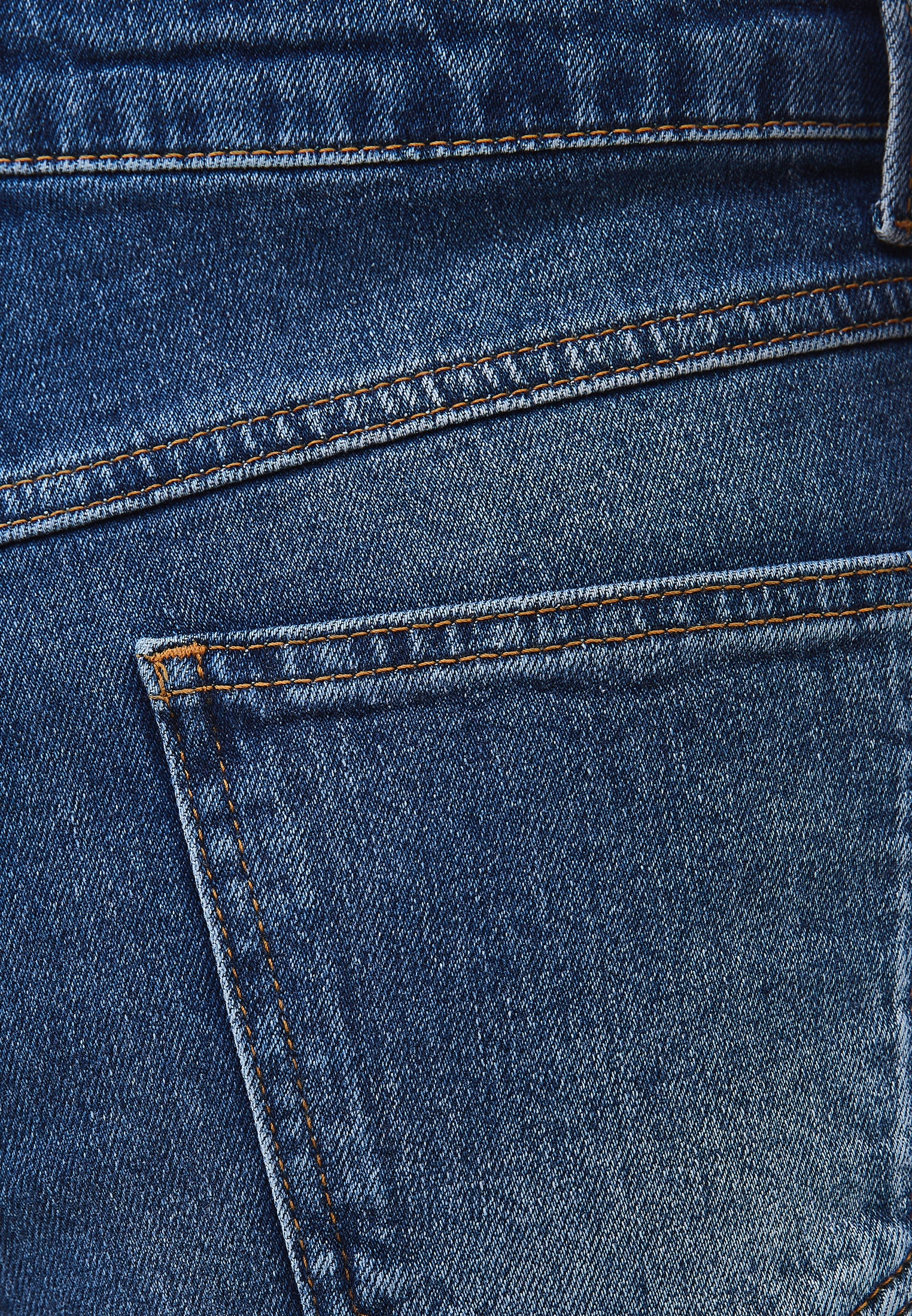 High Waist Straight Trousers With Pocket Detail - MID BLUE DENIM