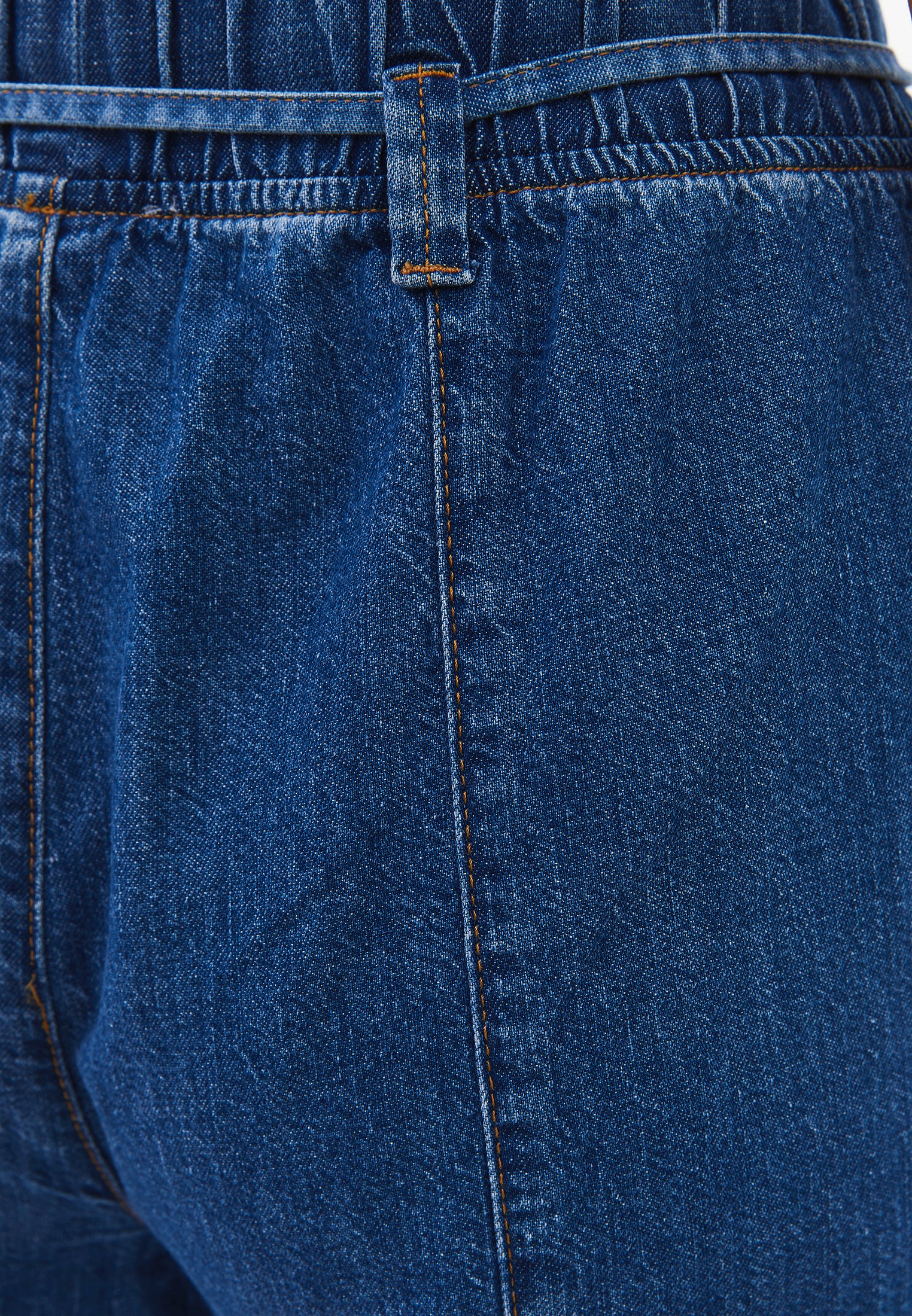 High Waist Cropped Culotte Denim Pants - MID BLUE DENIM