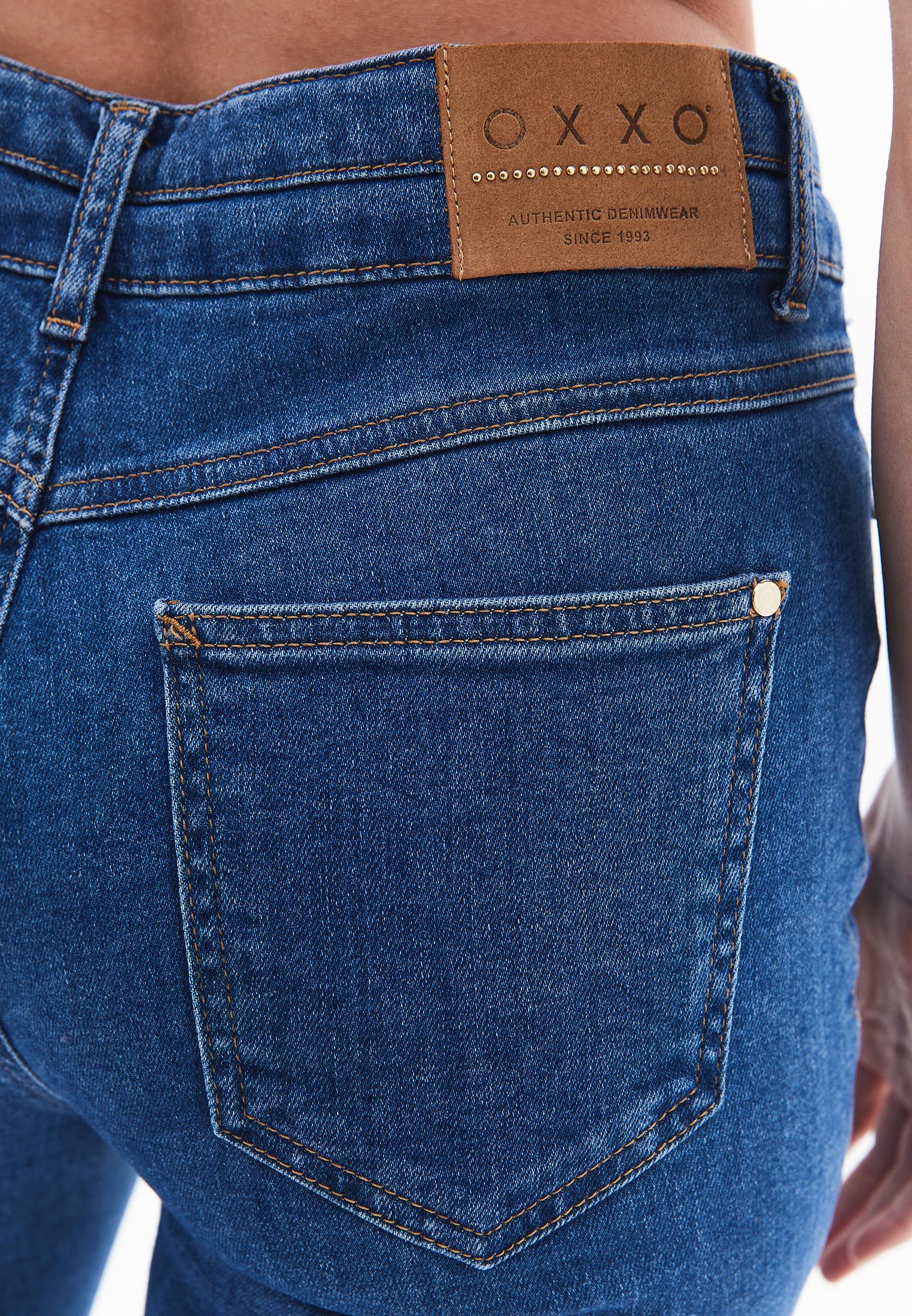 High Waist Flared Denim Pants - MID BLUE DENIM