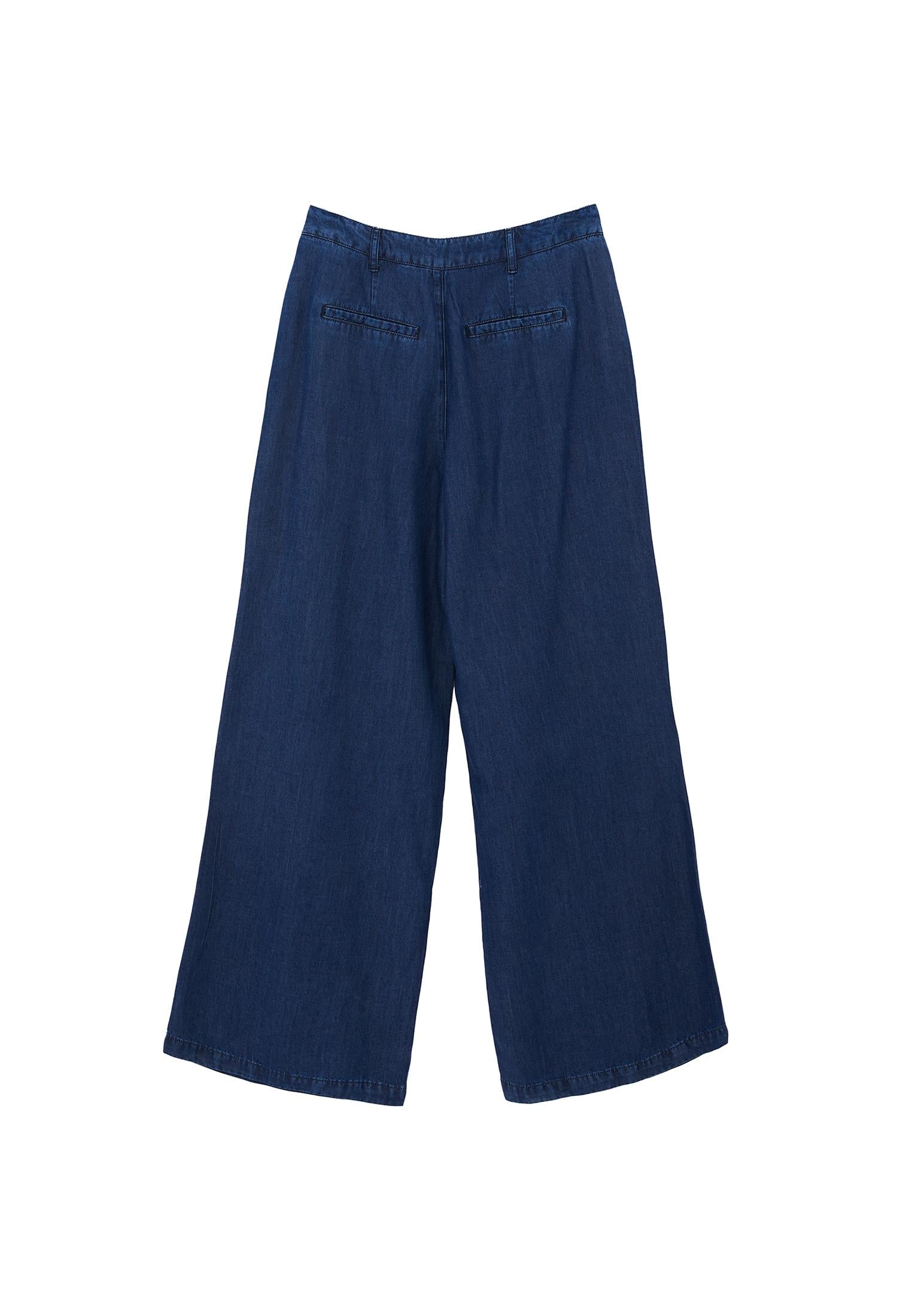 Lyocell Fabric Trousers - MID BLUE DENIM