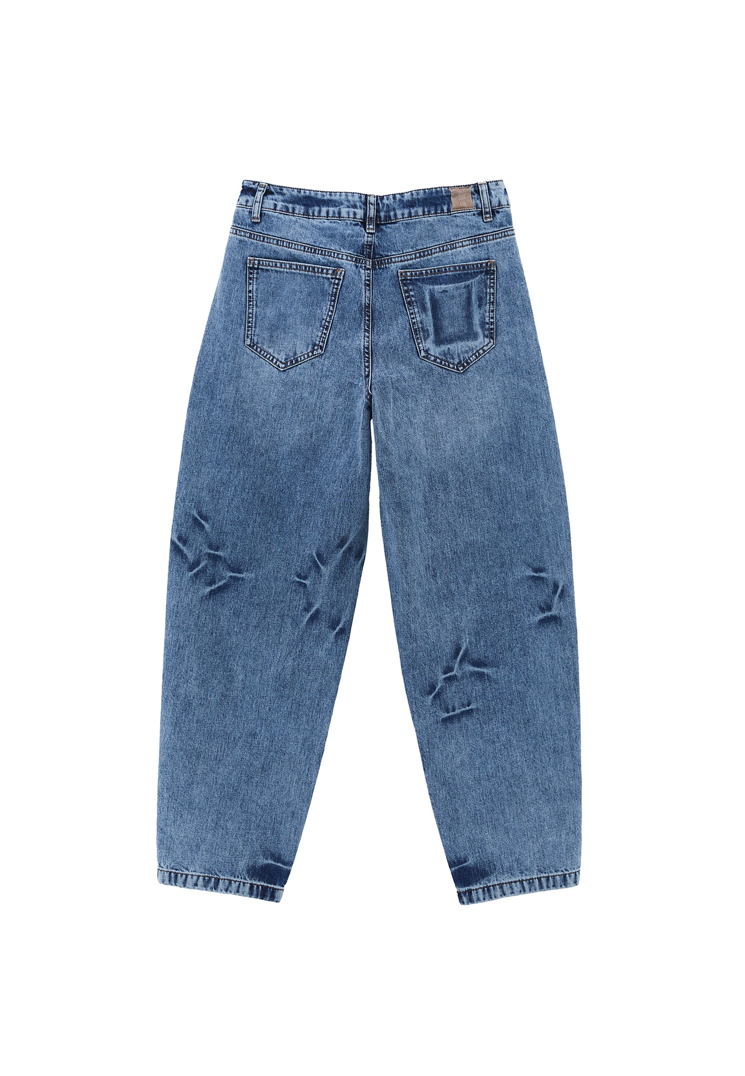 Barrel Leg Jeans - MID BLUE DENIM
