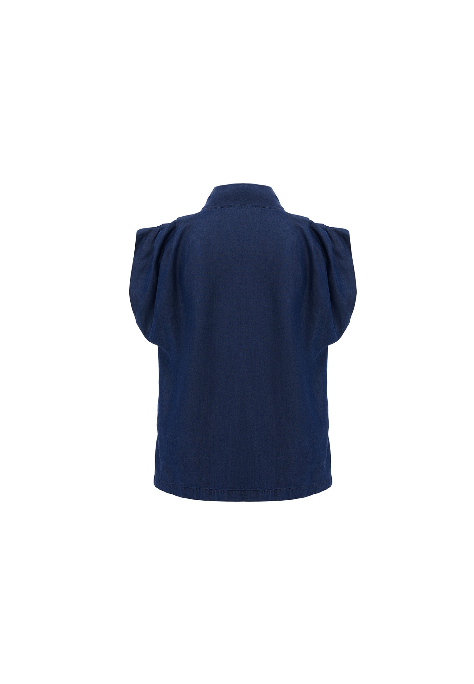 Tencel Blouse With Bow Detail - MID BLUE DENIM