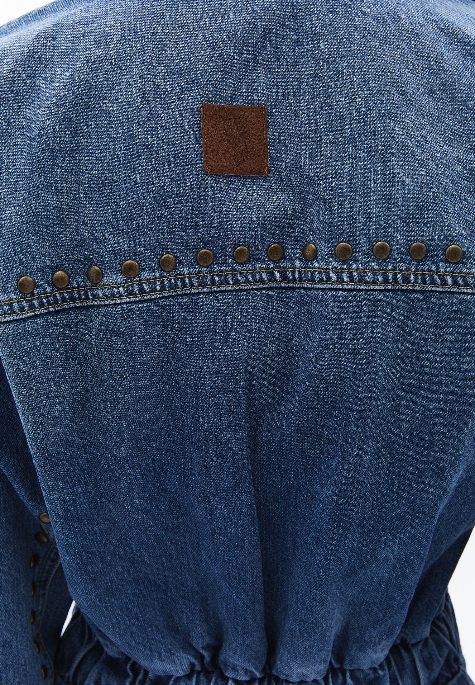 Denim Oversize Long Jumpsuit - MID BLUE DENIM