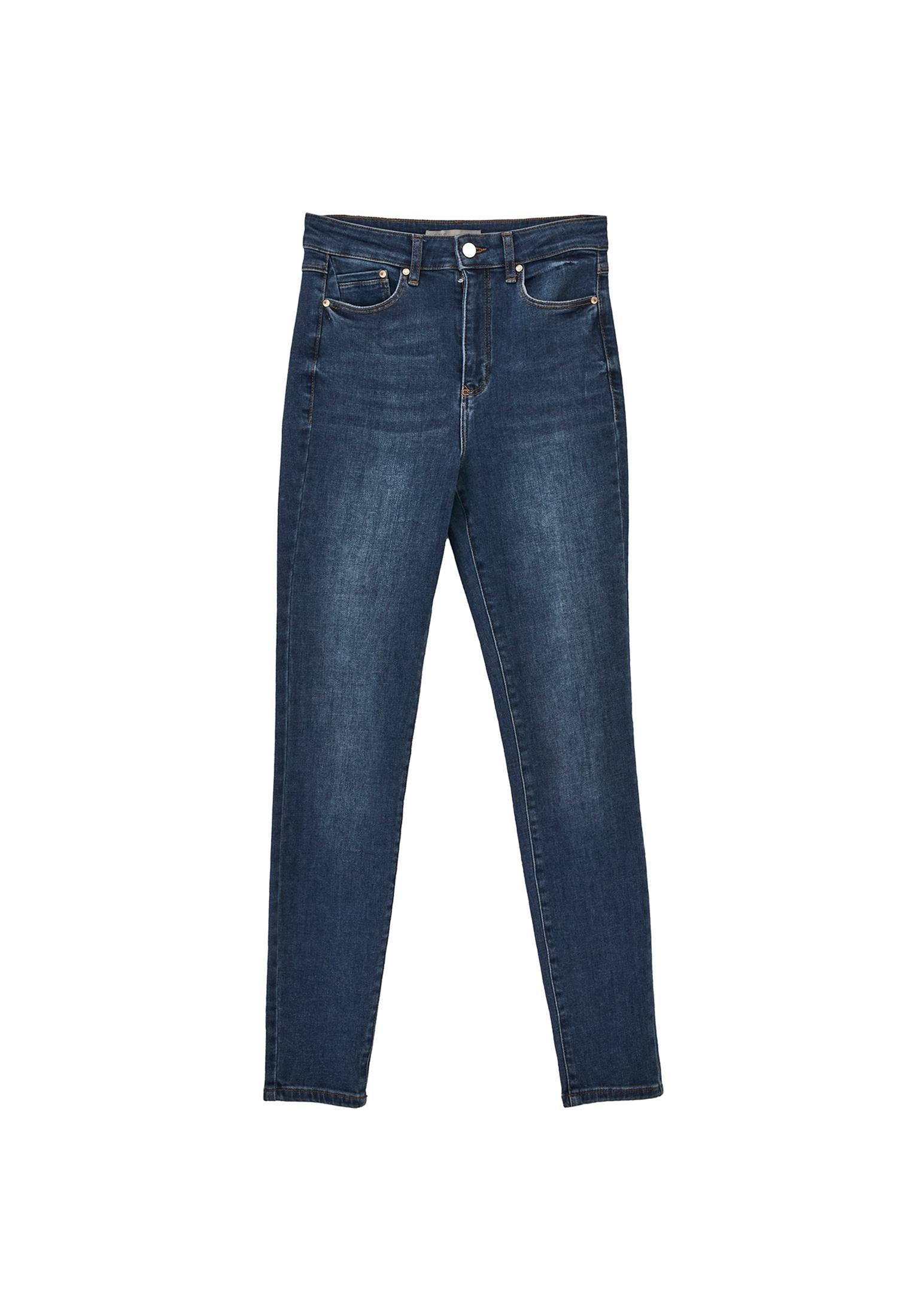 Ultra High Waist Skinny Denim Pants - MID BLUE DENIM