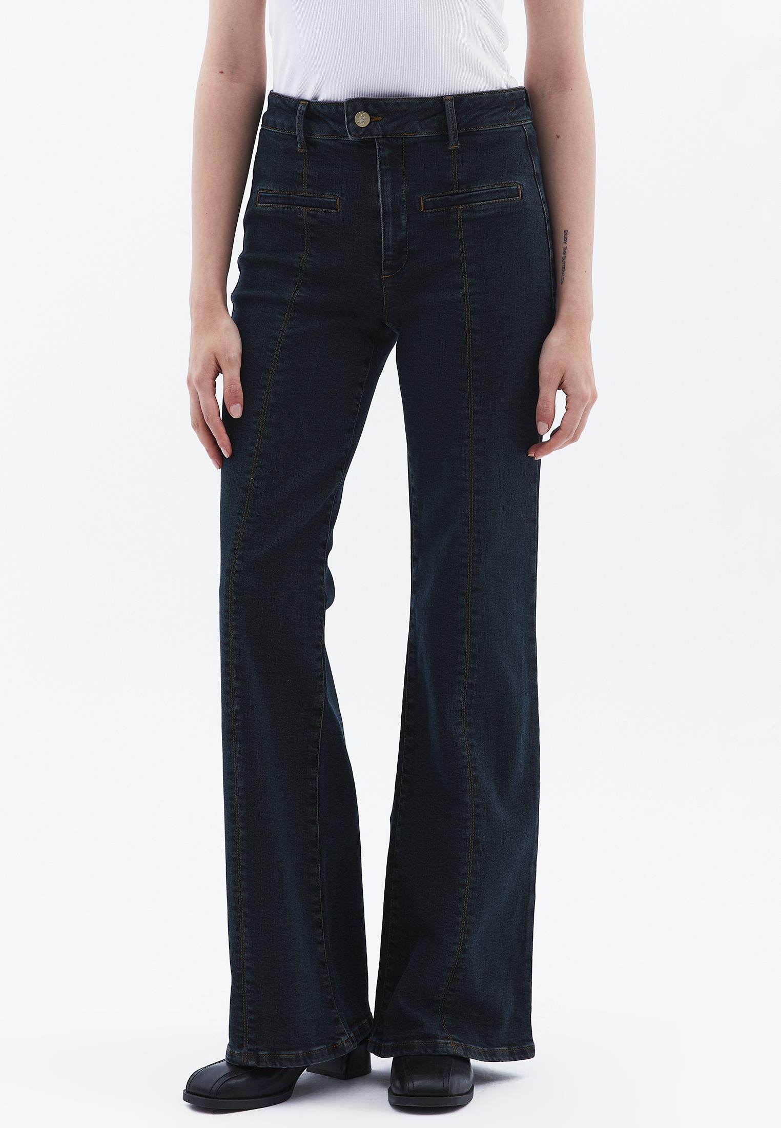 Women’S Spanish Leg Pants - MID BROWN DENIM