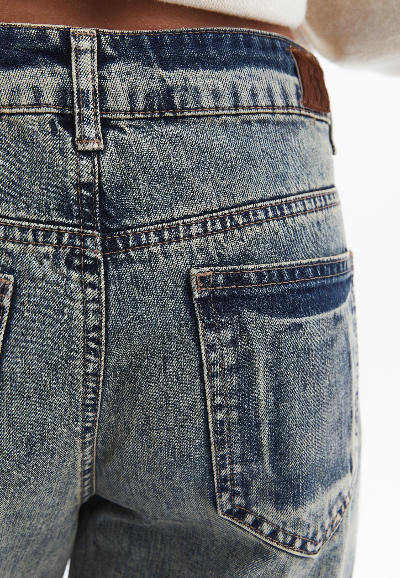 Barrel Leg Denim Pants - MID BROWN DENIM