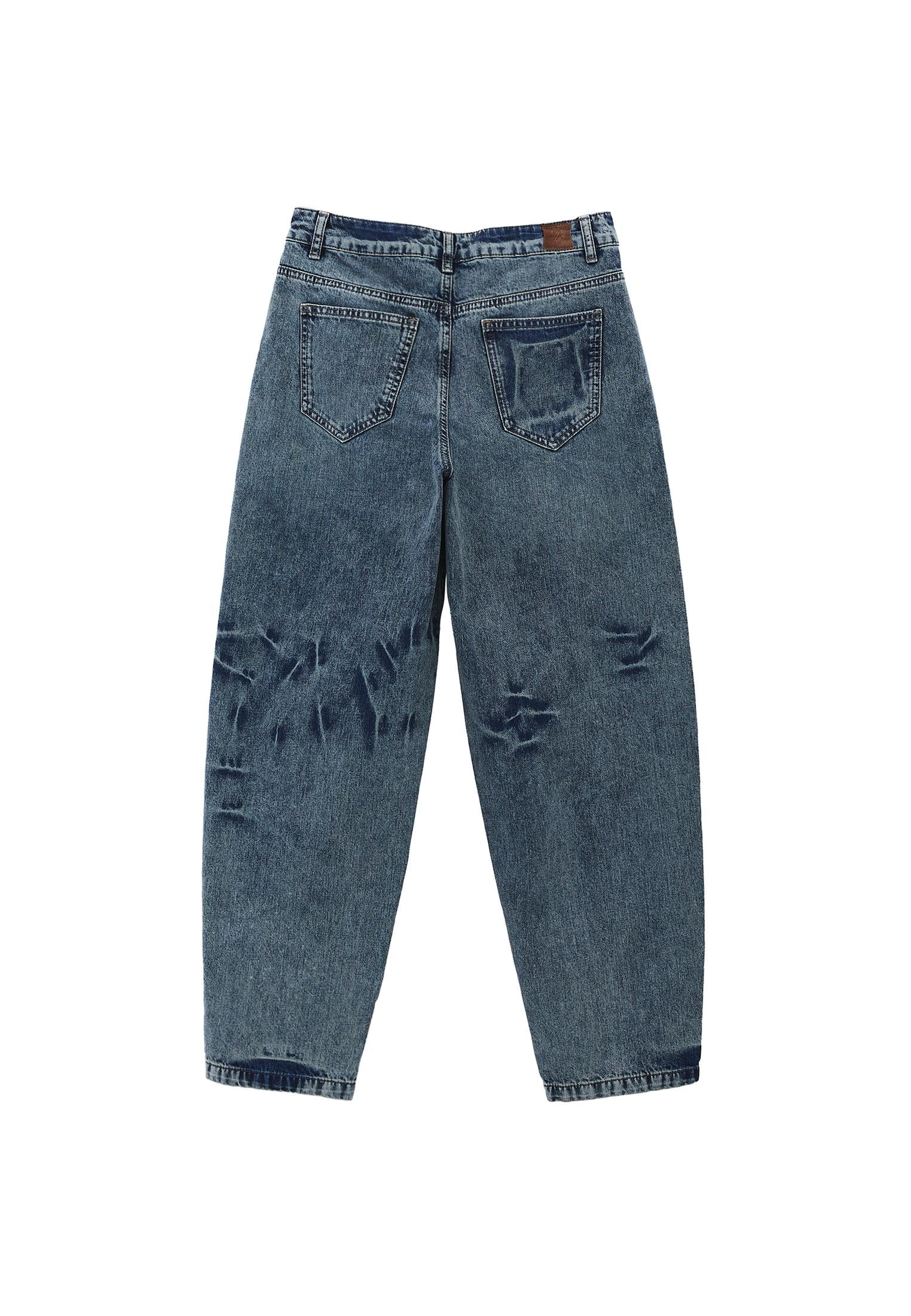 Barrel Leg Jeans - MID BROWN DENIM