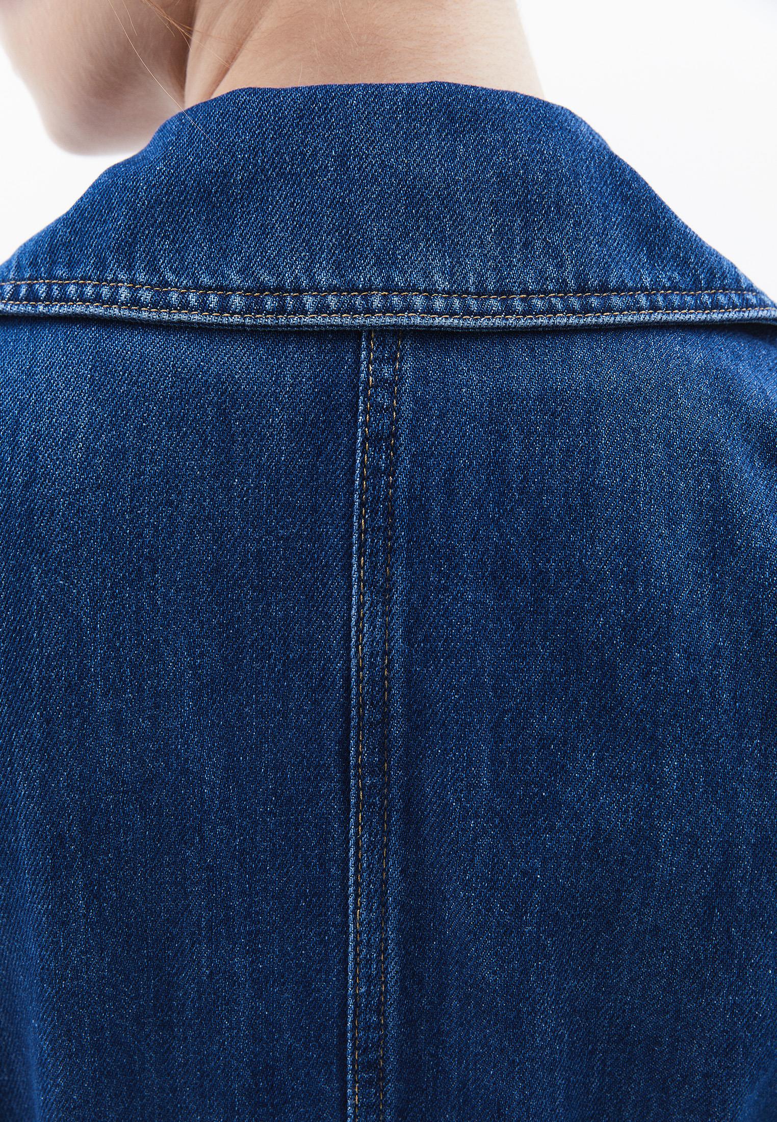 Oversize Long Denim Wrap Coat - MID DENIM