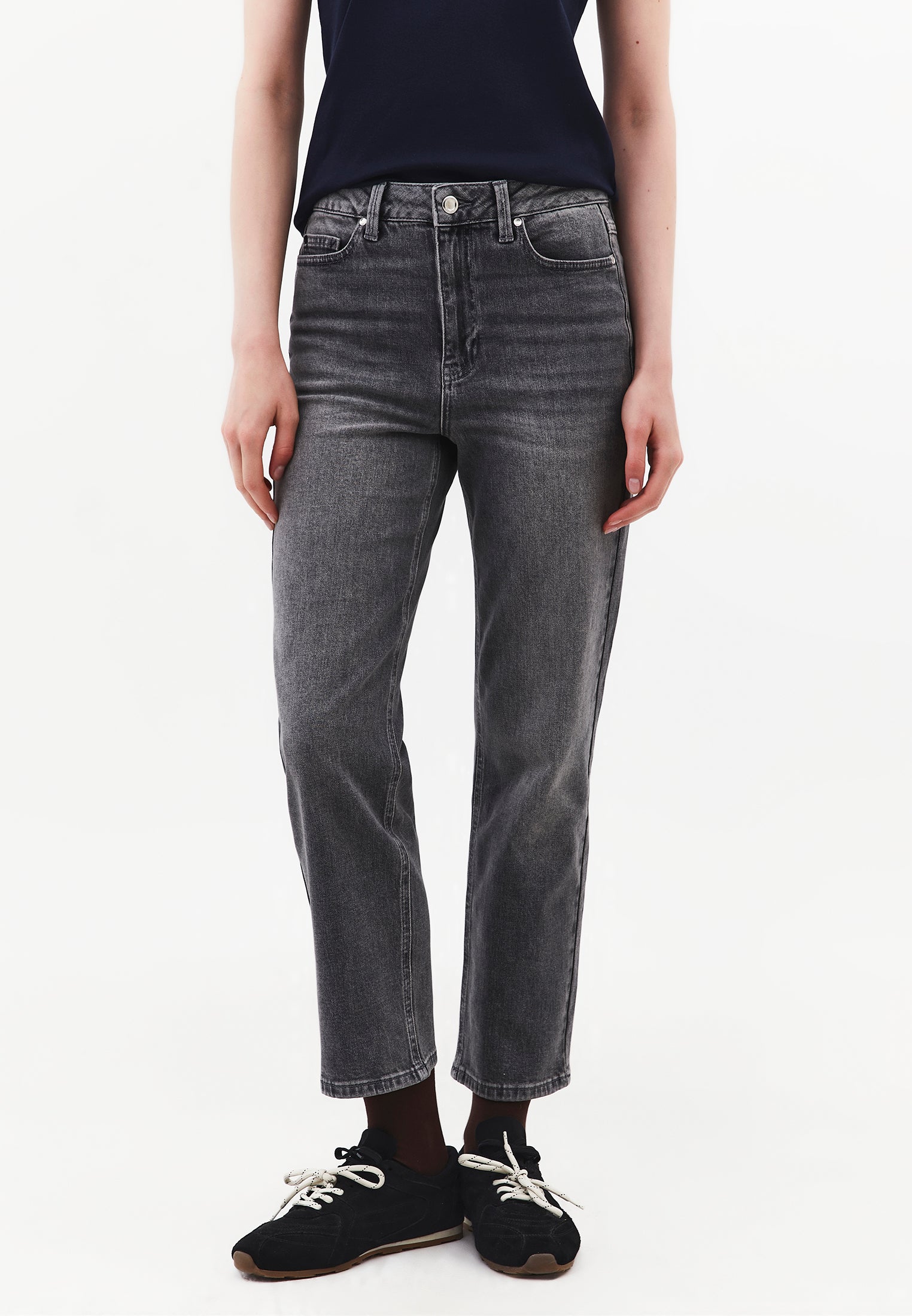 Straight Denim Pants - MID GREY DENIM