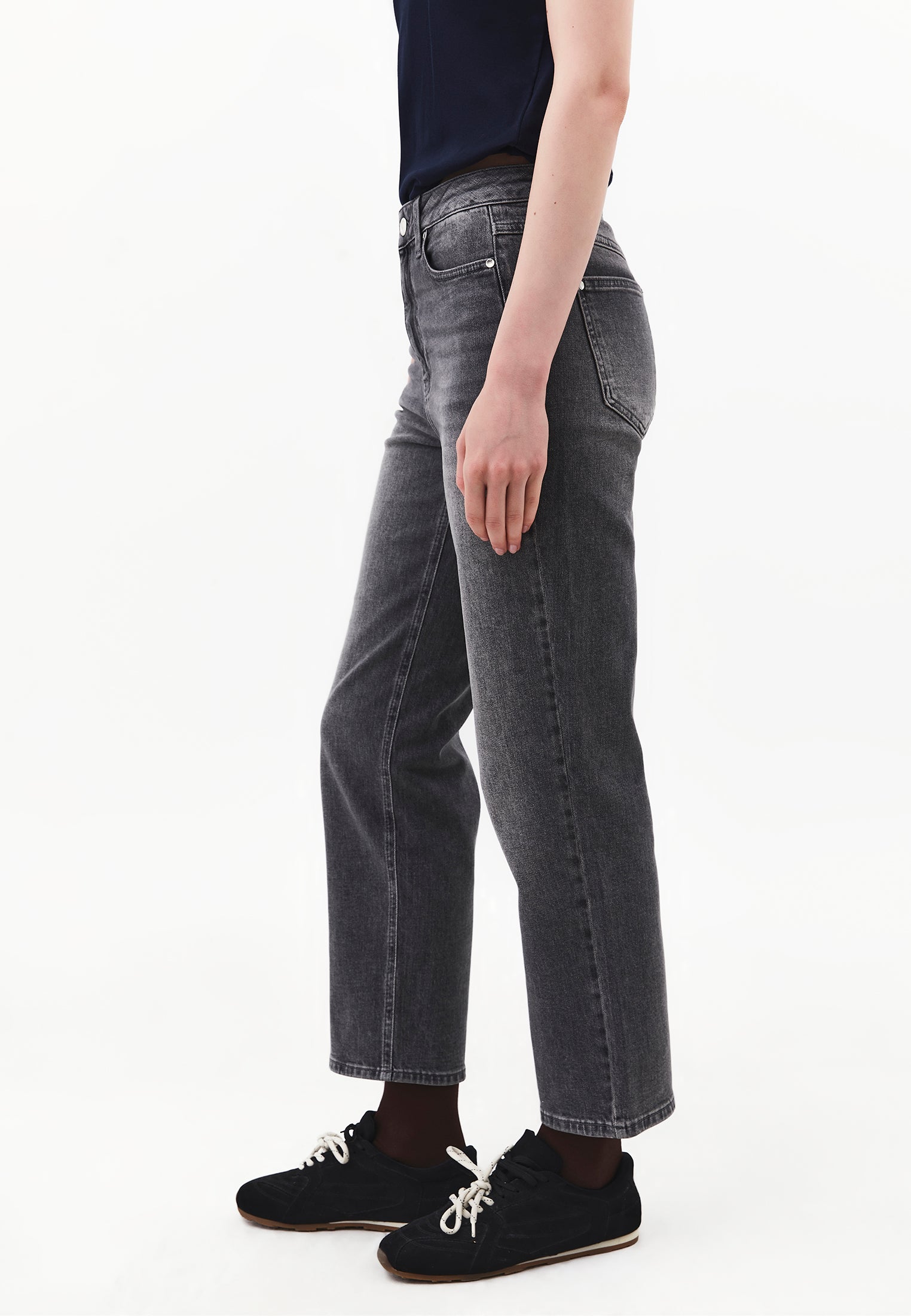 Straight Denim Pants - MID GREY DENIM