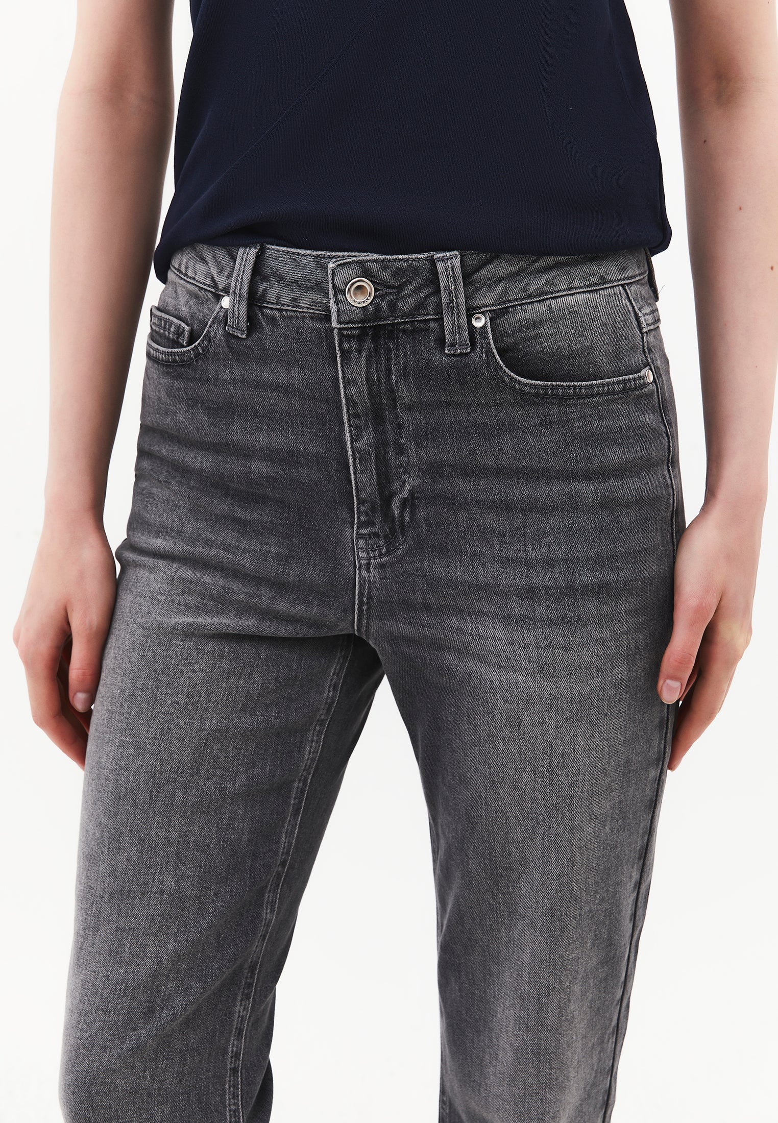 Straight Denim Pants - MID GREY DENIM