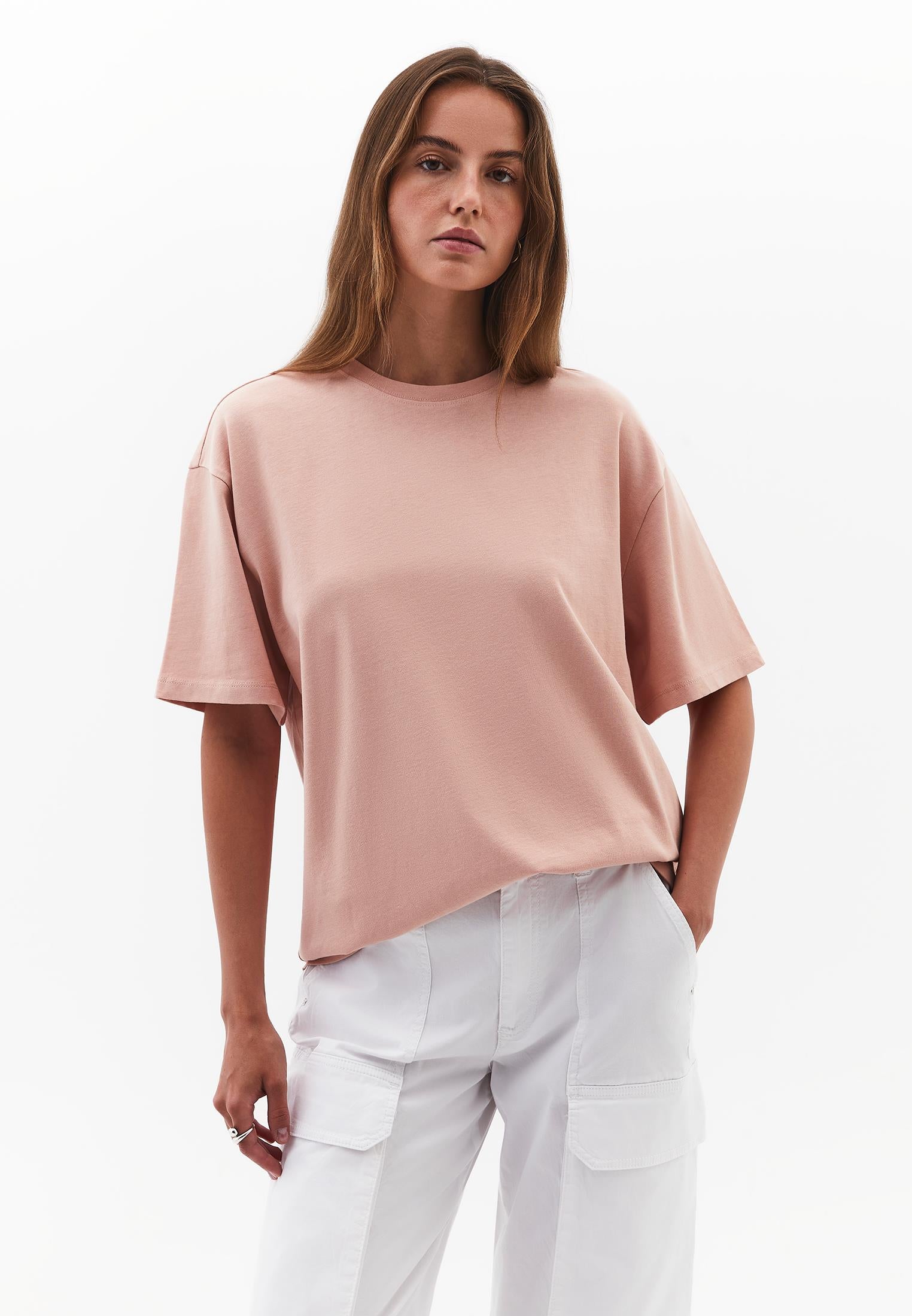 Boyfriend Crew Neck T-Shirt - MISTY ROSE