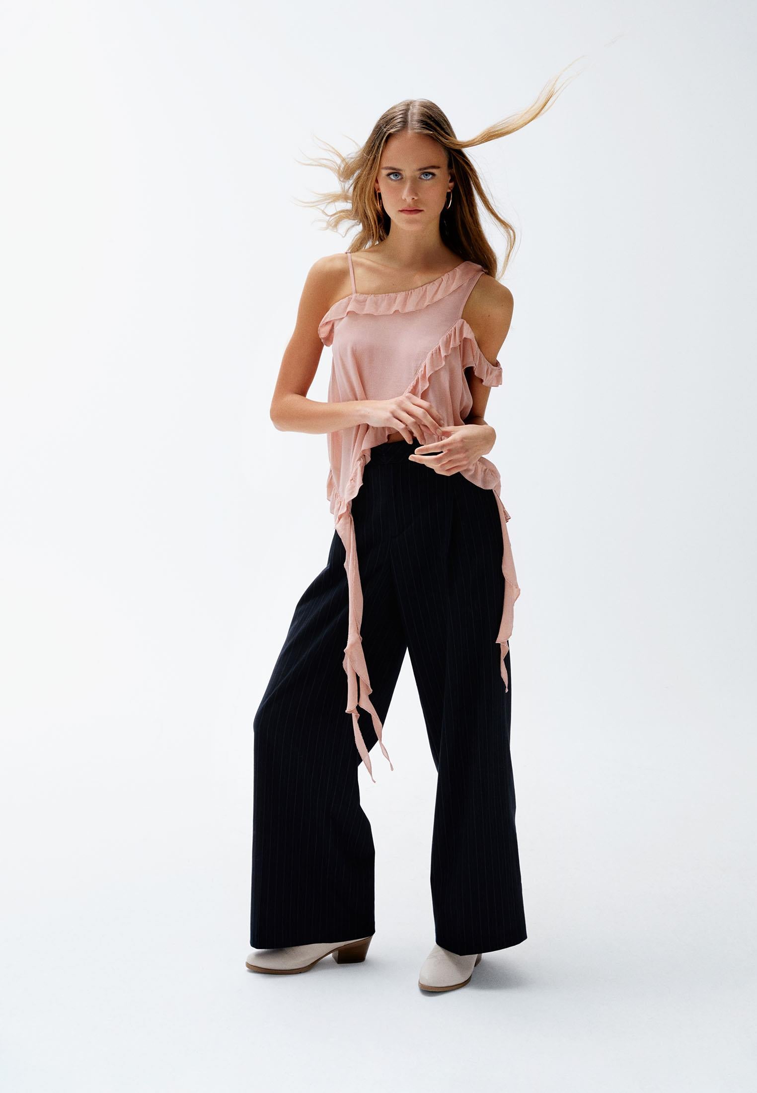 Asymmetric Blouse - MISTY ROSE