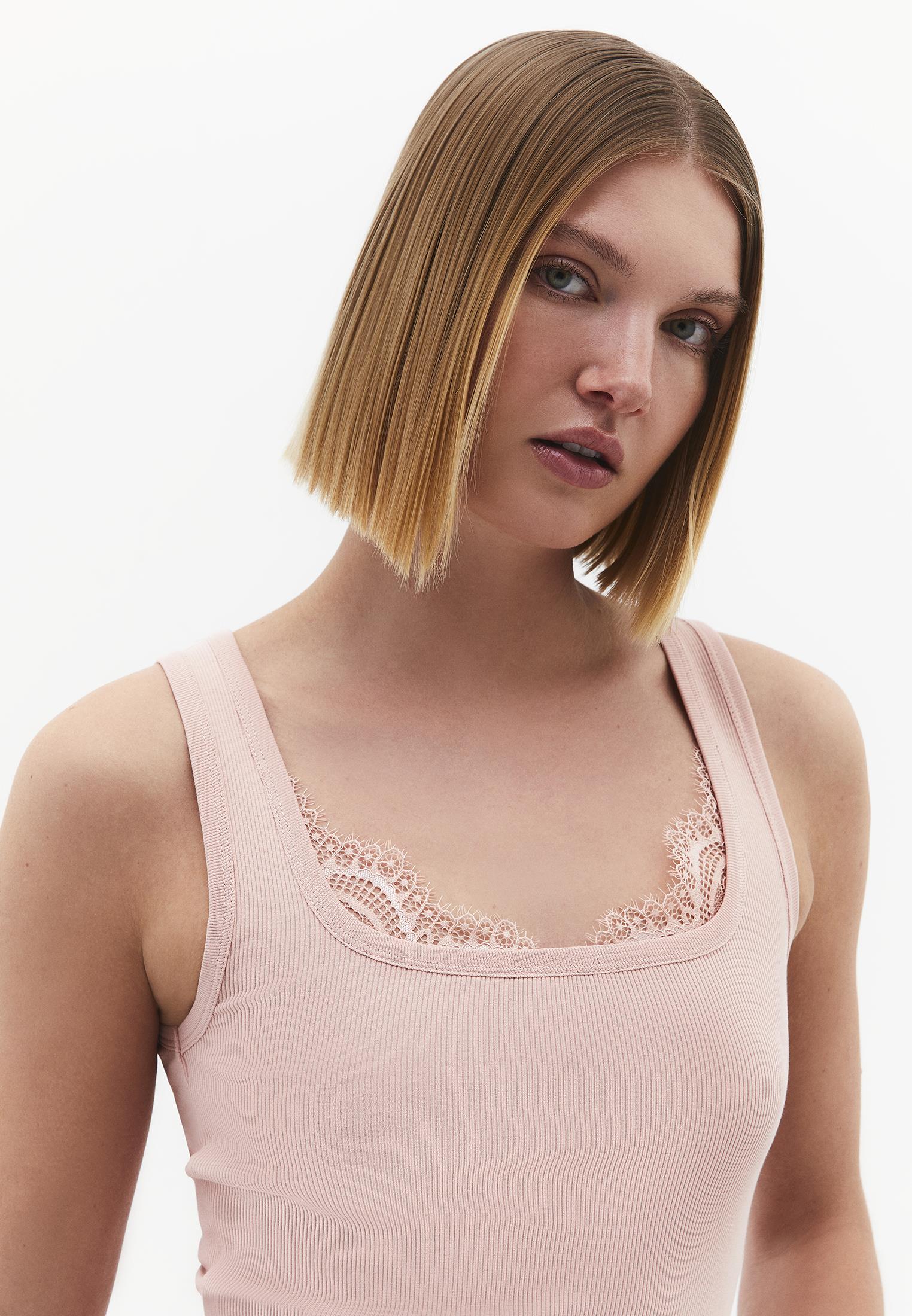 Square Neck Sleeveless Women's Tank Top - MISTY ROSE