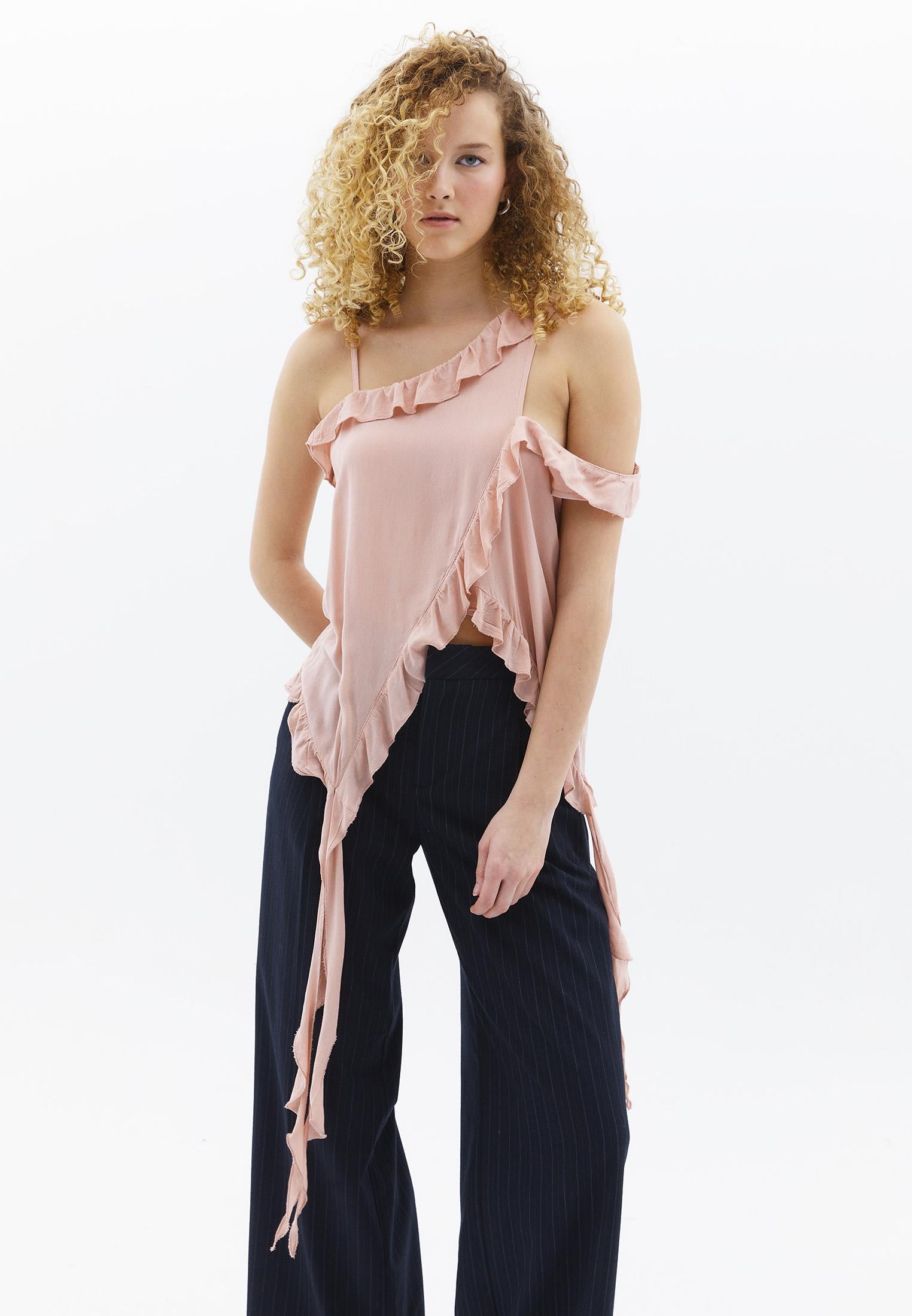 Asymmetric Blouse - MISTY ROSE
