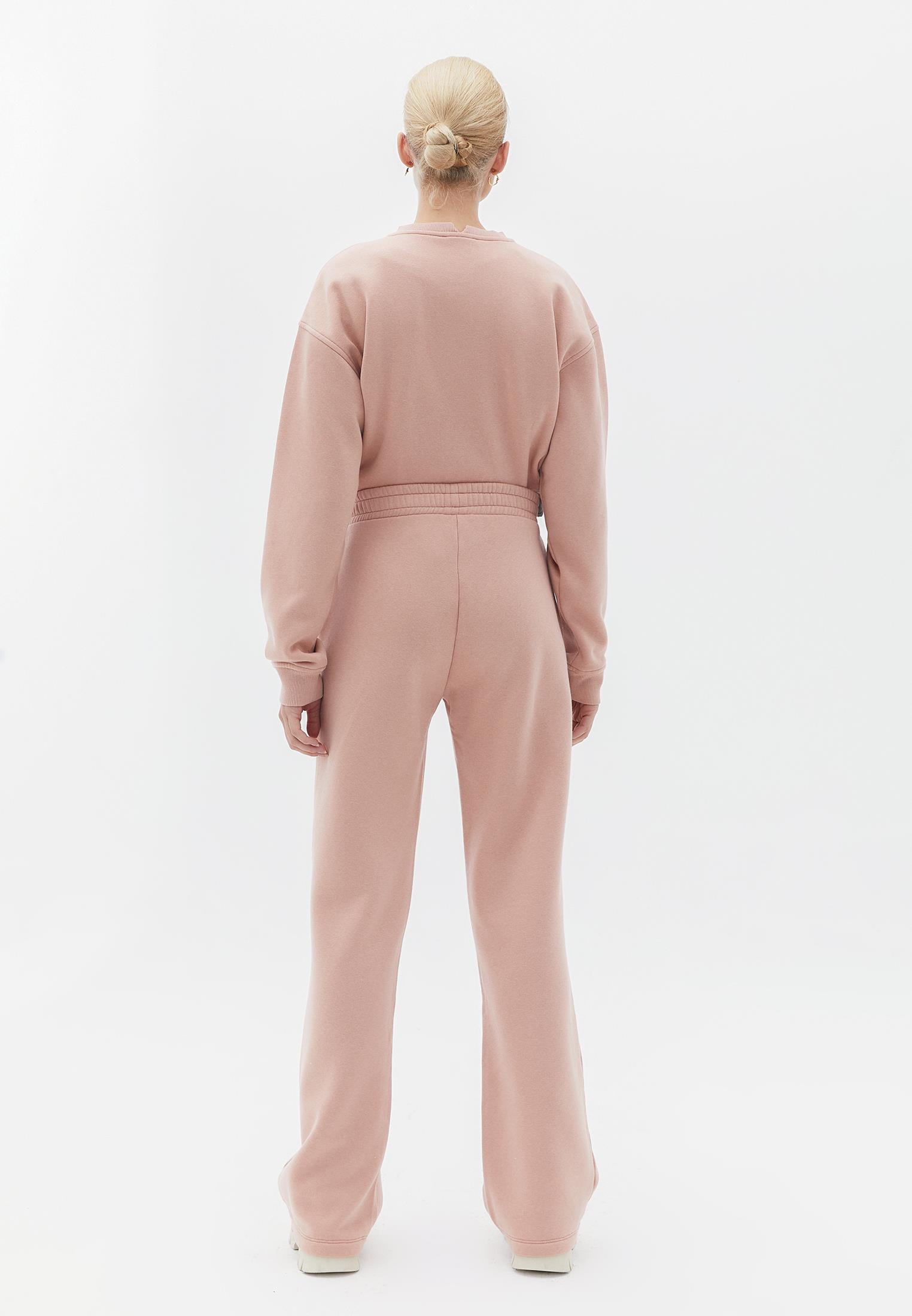 High Waist Elasticated Straight Pants - MISTY ROSE