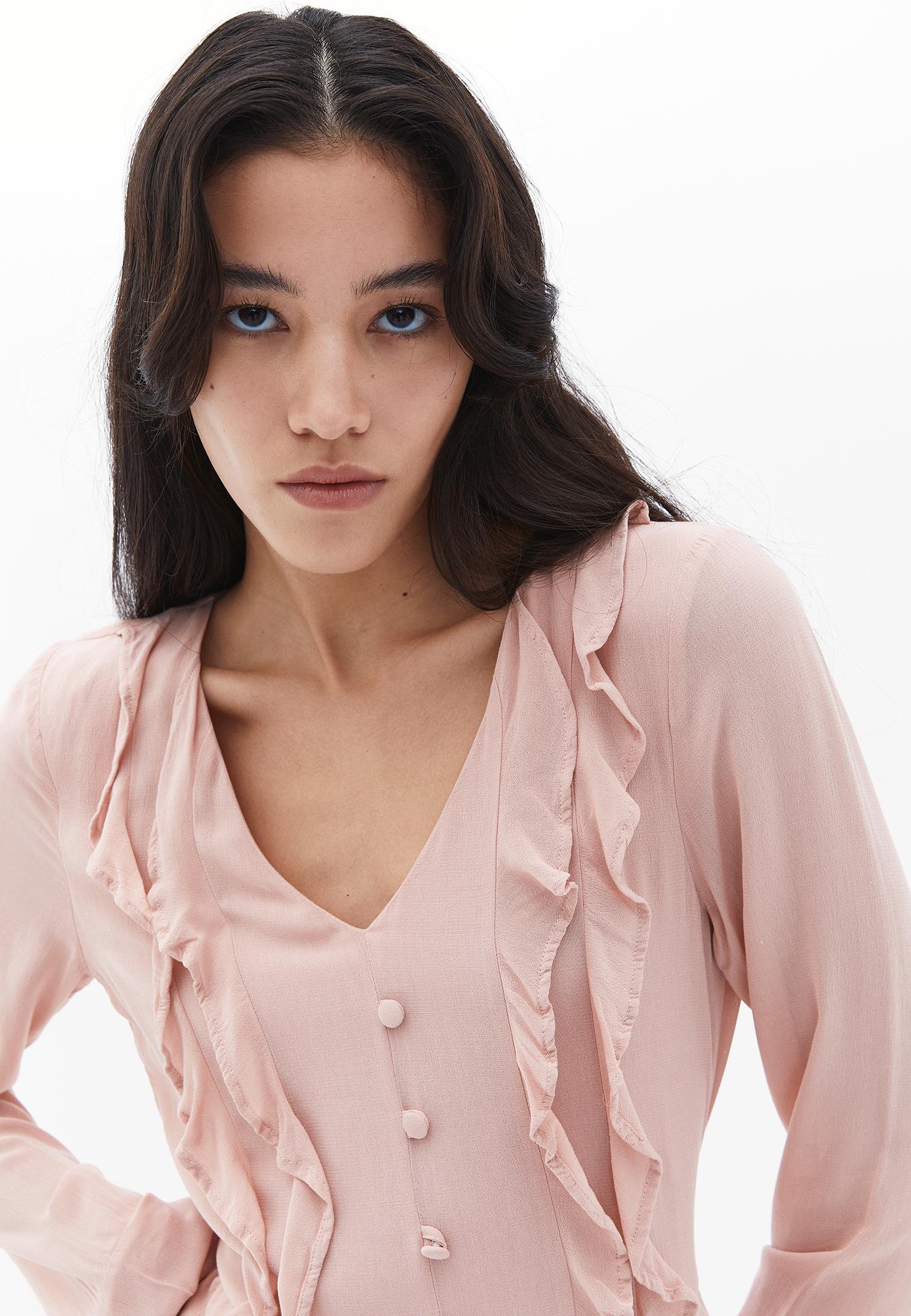 V-Neck Short Dress - MISTY ROSE