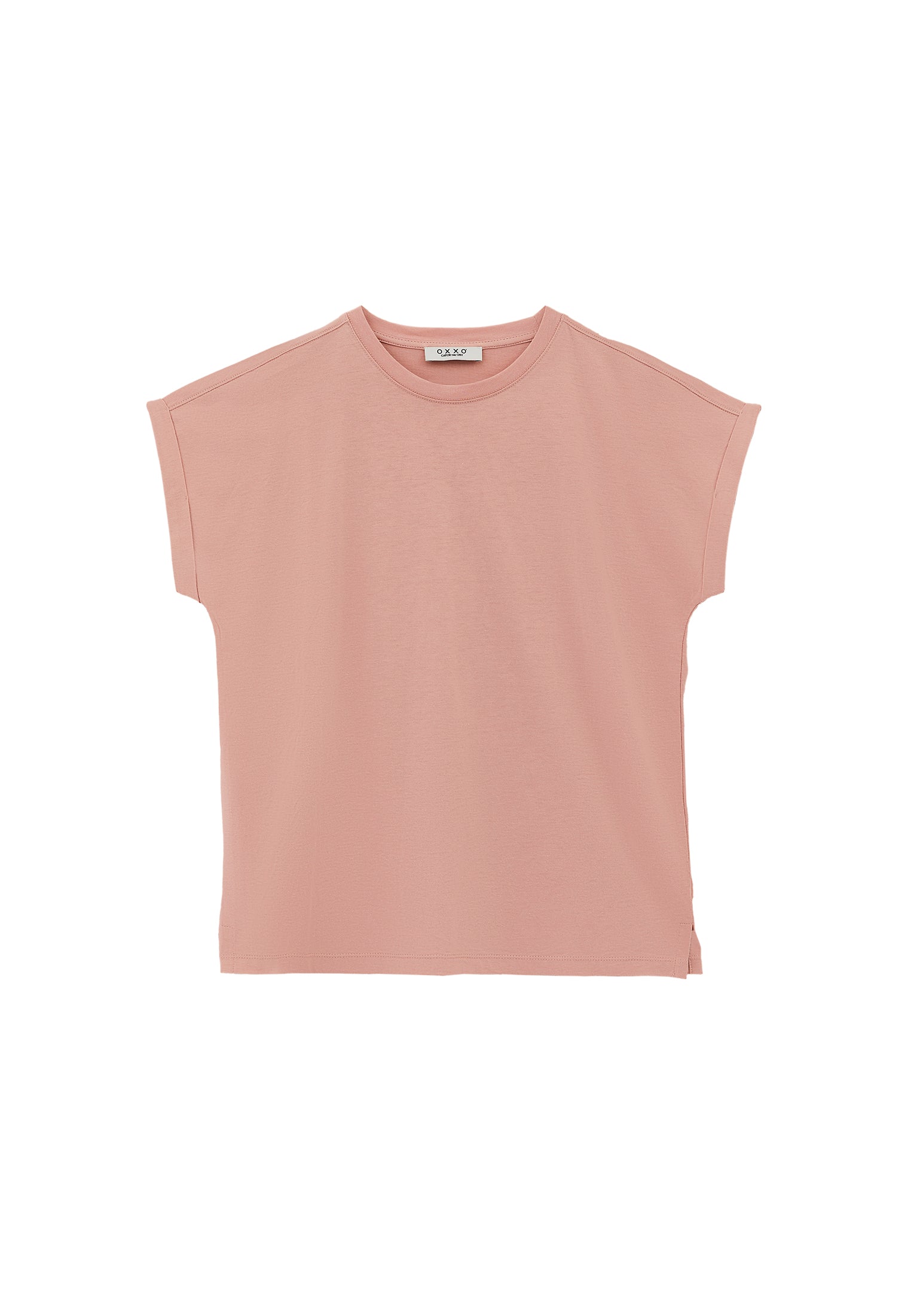 Boat Neck Loose Fit Short Sleeve T-Shirt - MISTY ROSE