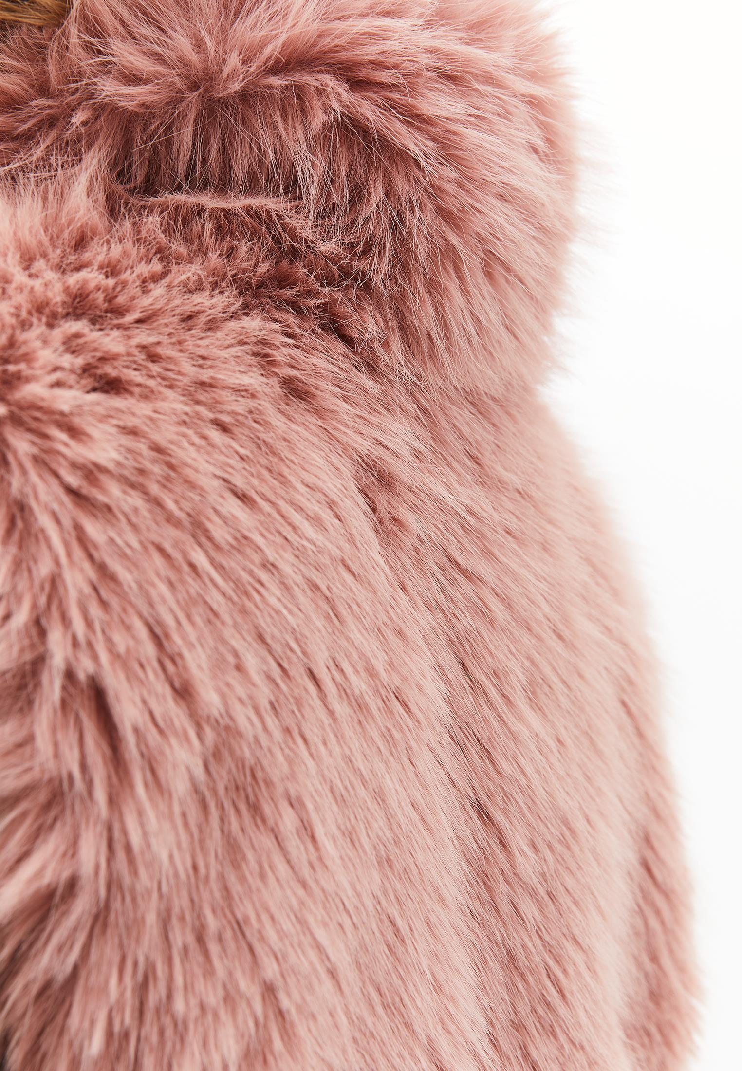 V Neck Faux Fur Vest - MISTY ROSE