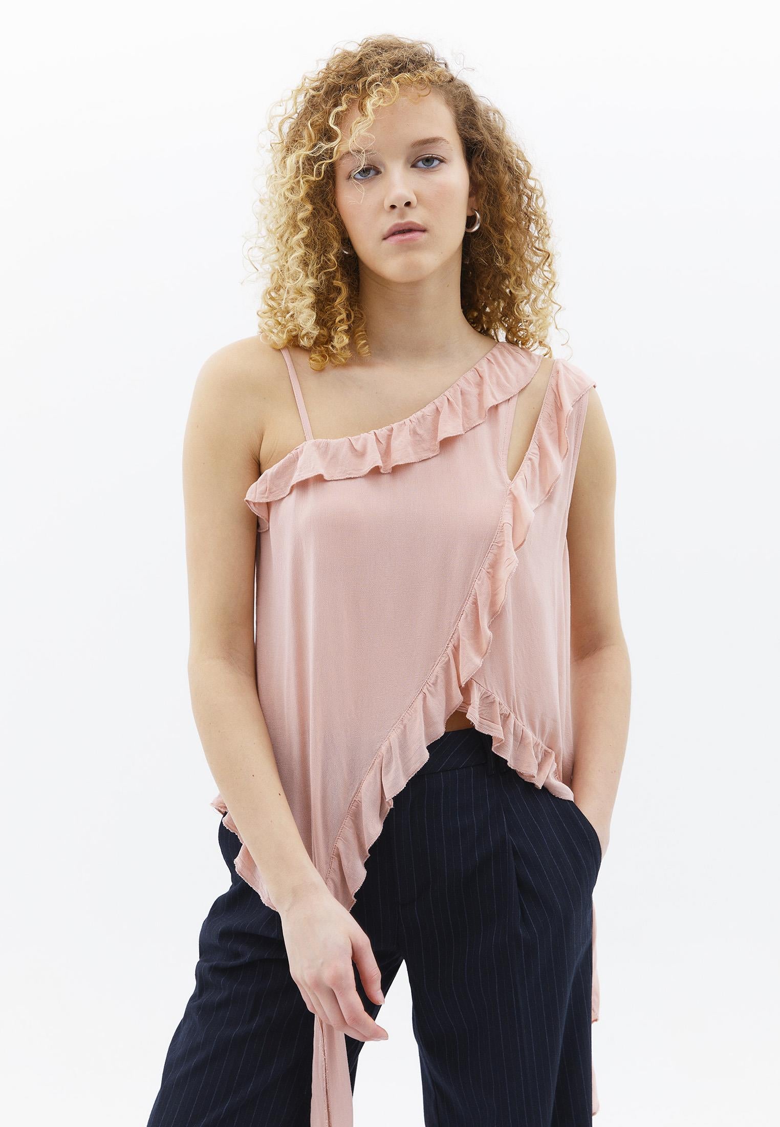 Asymmetric Blouse - MISTY ROSE