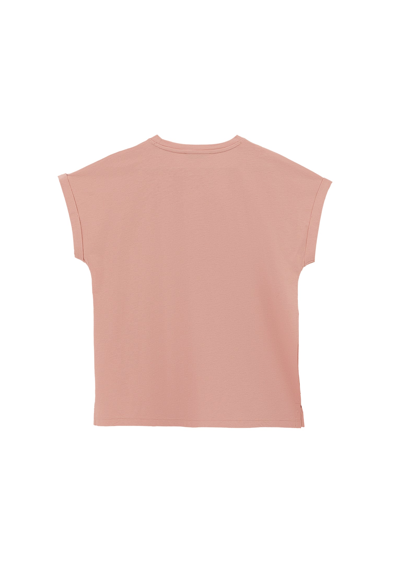 Boat Neck Loose Fit Short Sleeve T-Shirt - MISTY ROSE