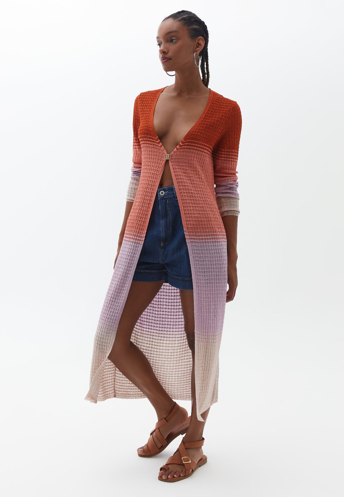 Long Raglan Sleeve Cardigan - MIX COLOR