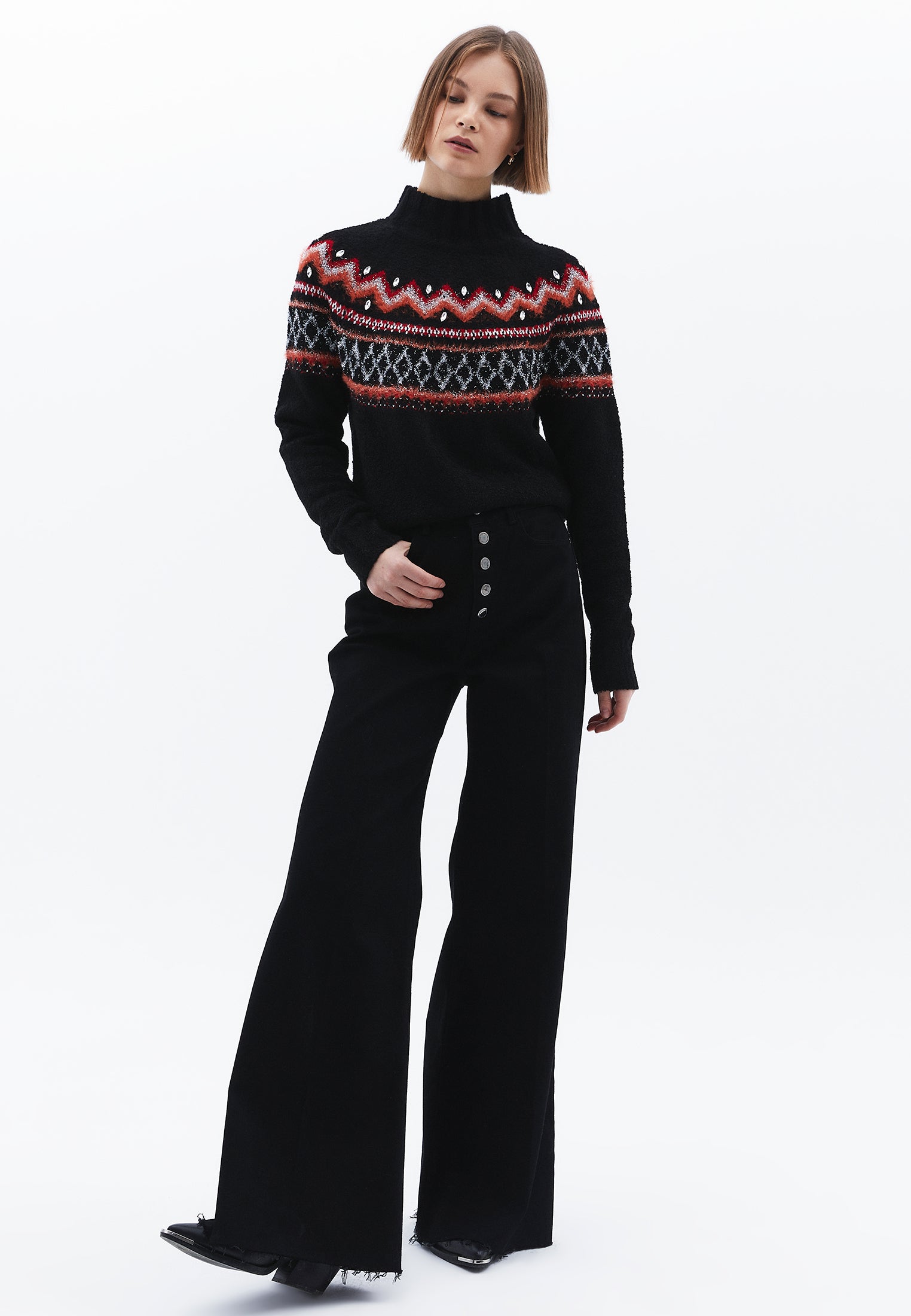 High Neck Sweater - MIX COLOR