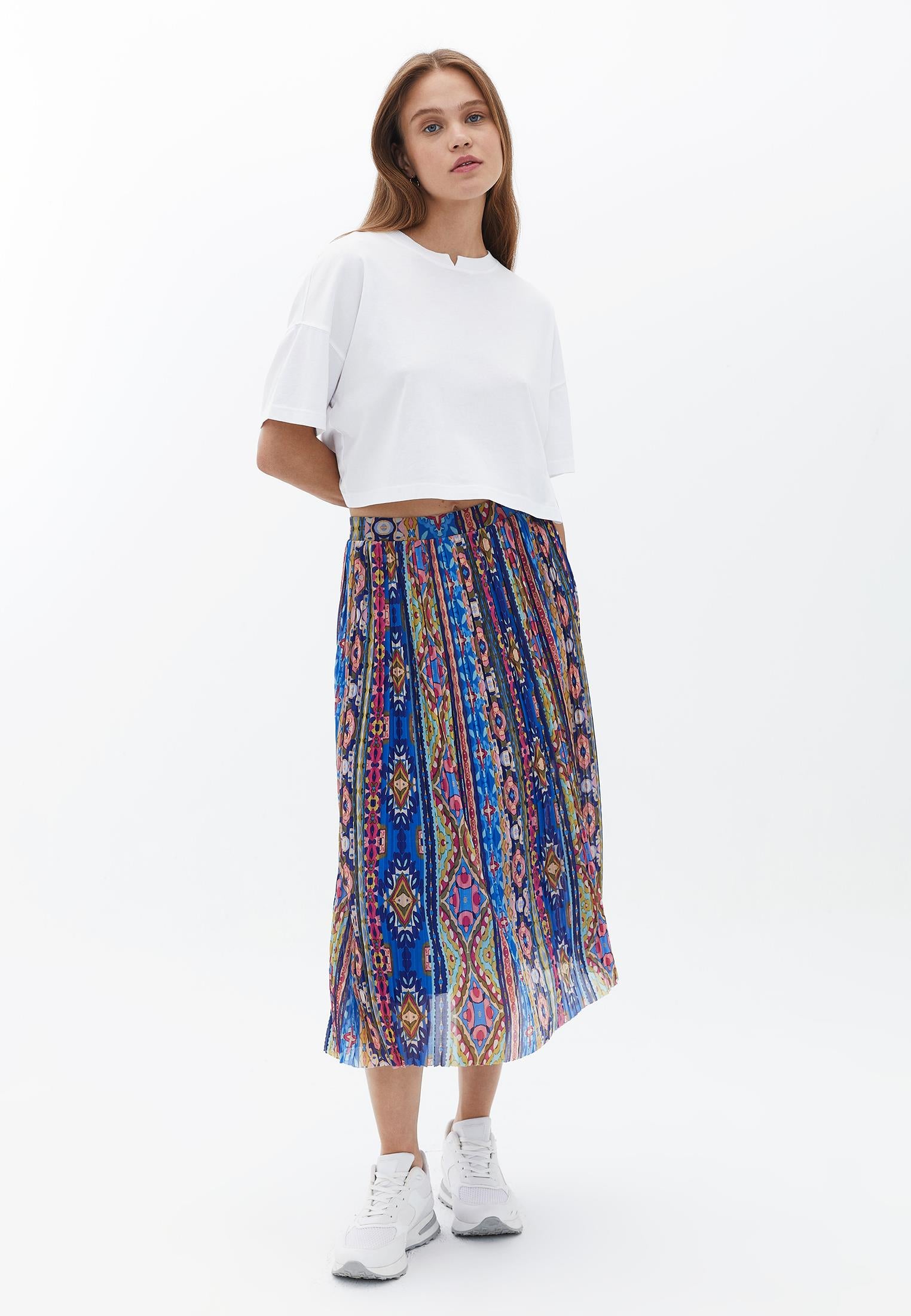 A Line Midi Skirt - MIX COMB