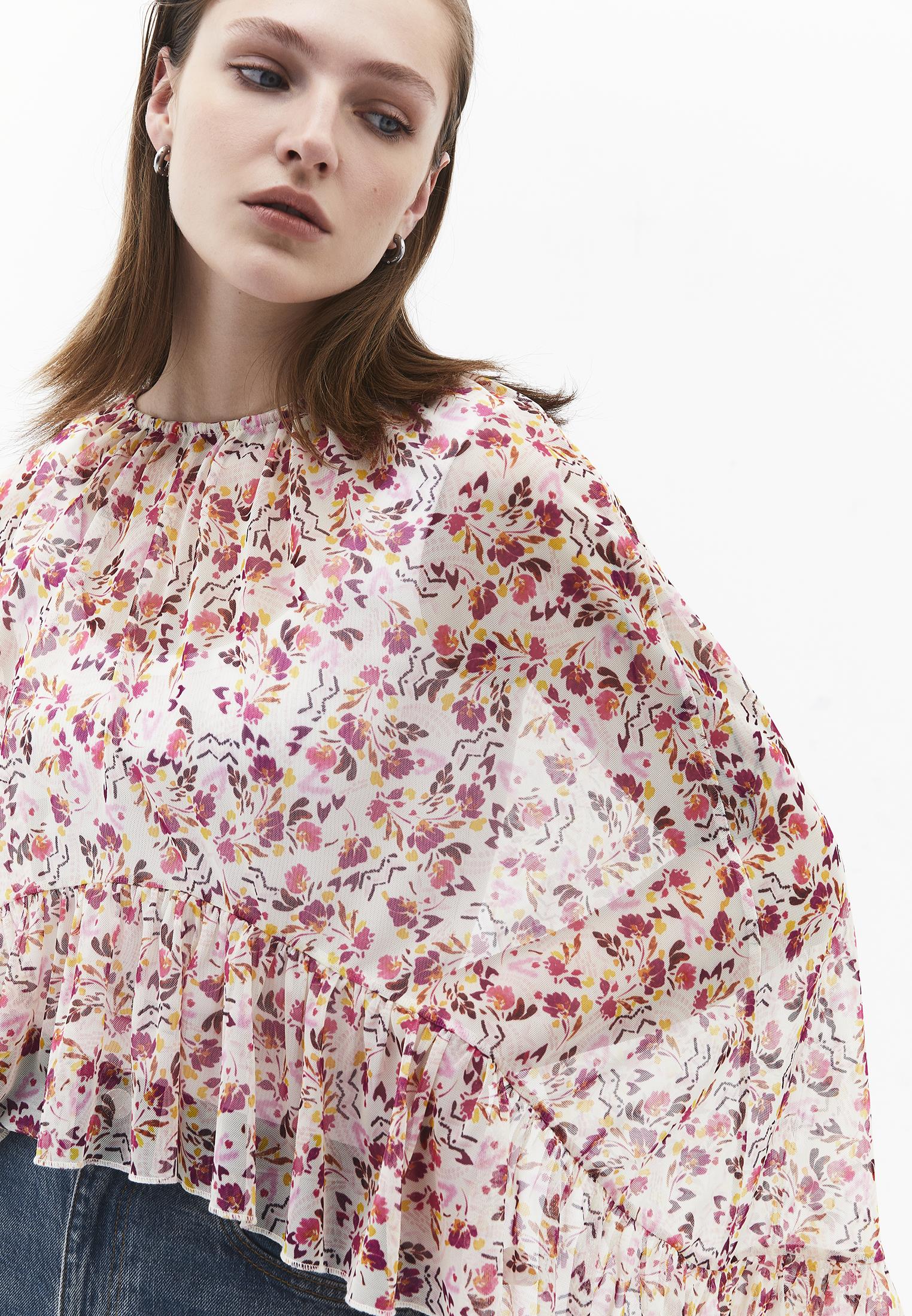 Kimono With Ruffle Details And Bateau Neck - MIX COMB